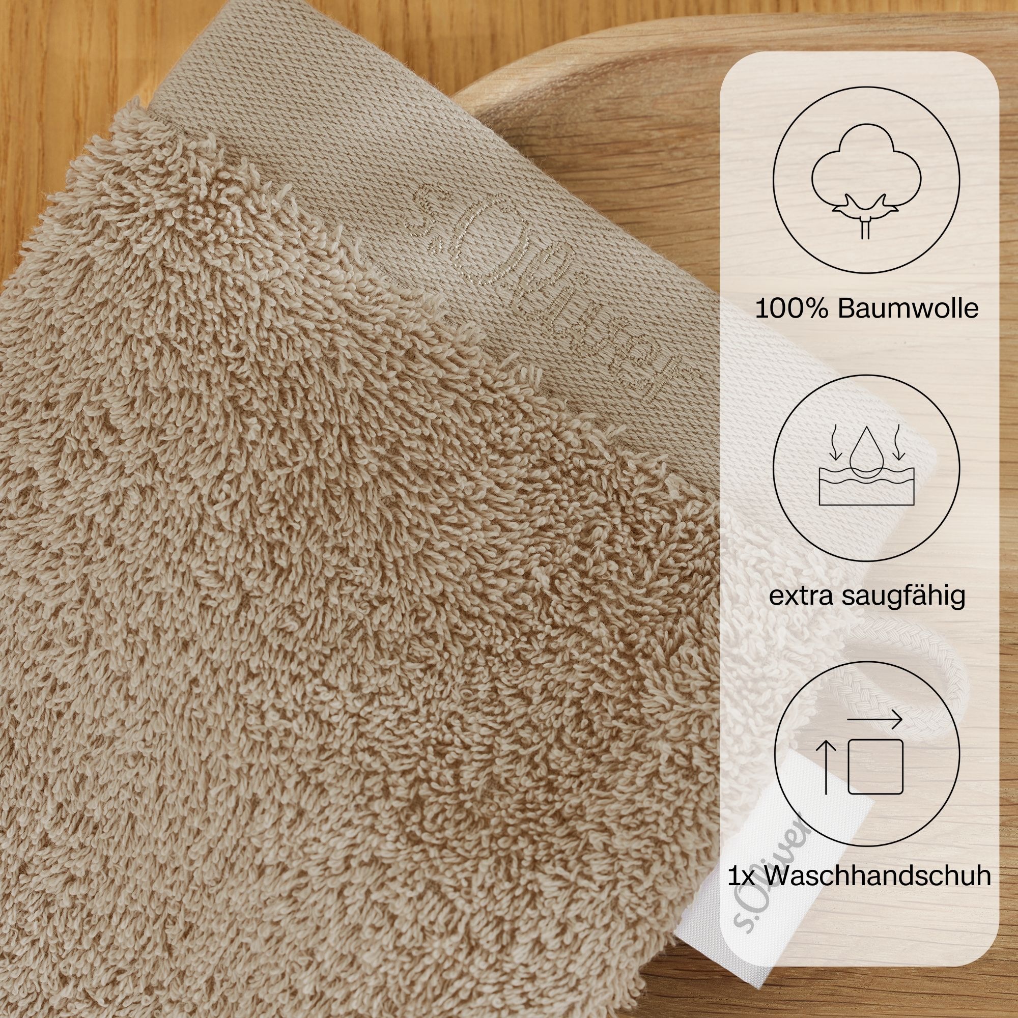 s.Oliver Waschhandschuh »s.Oliver, Premium Qualität, 600 gr/m², auch als Sets erhältlich«, (1 St., Waschlappen 16 x 21 cm), große Farbauswahl, auch als Duschtuch, Handtuch, Gästetuch