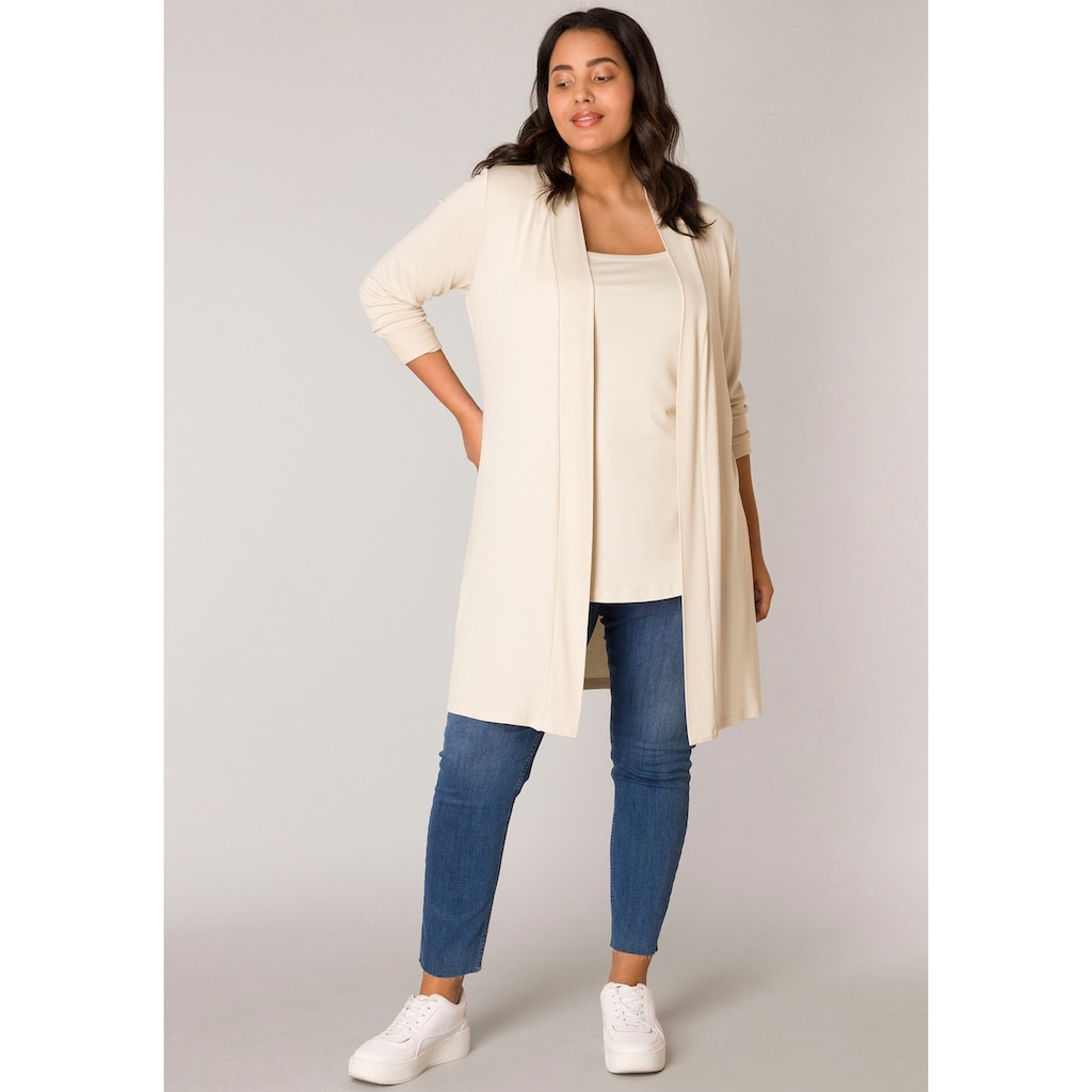 Base Level Curvy Longstrickjacke, Figurumspielende, weiche Strickqualität