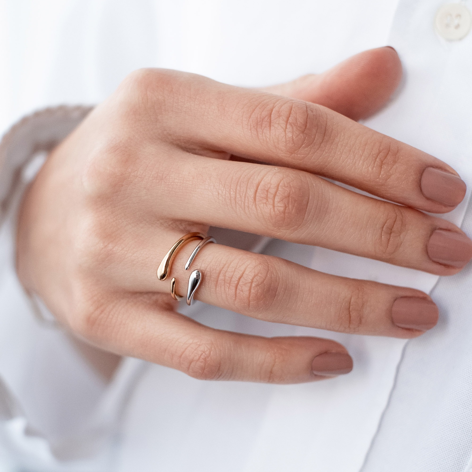 CAÏ Fingerring »925/- Sterling Silber vergoldet geschwungen«