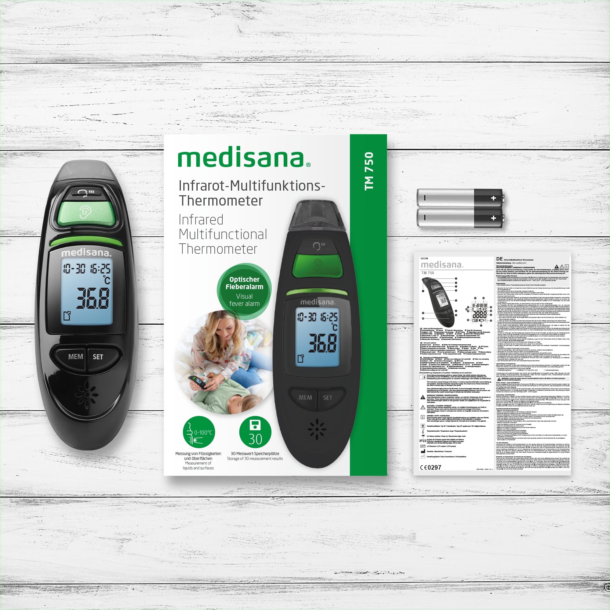 Medisana Infrarot-Fieberthermometer »TM 750« Messung von Körper- & Umgebungstemperatur, Flüssigkeiten, Oberflächen