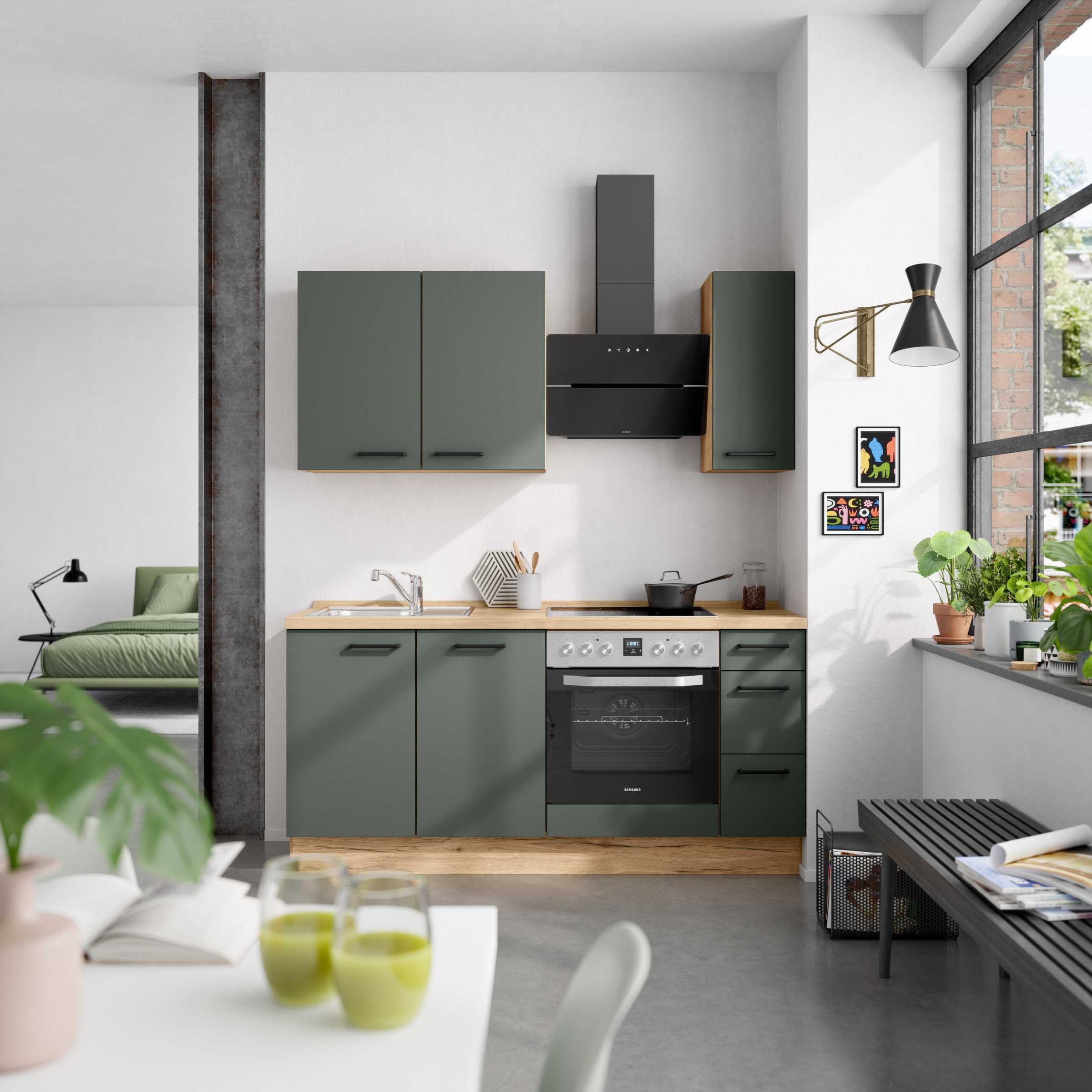 nobilia® Küchenzeile »"Easytouch II"«, vormontiert, Ausrichtung wählbar, Breite 180 cm, wahlw. mit E-Geräten