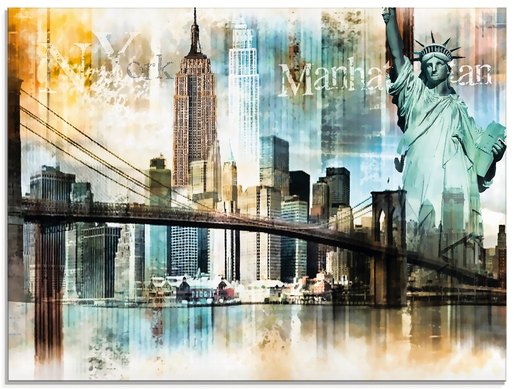 Artland Glasbild »New York Skyline Abstrakte Collage II« Amerika 1 Stk. tlg günstig online kaufen