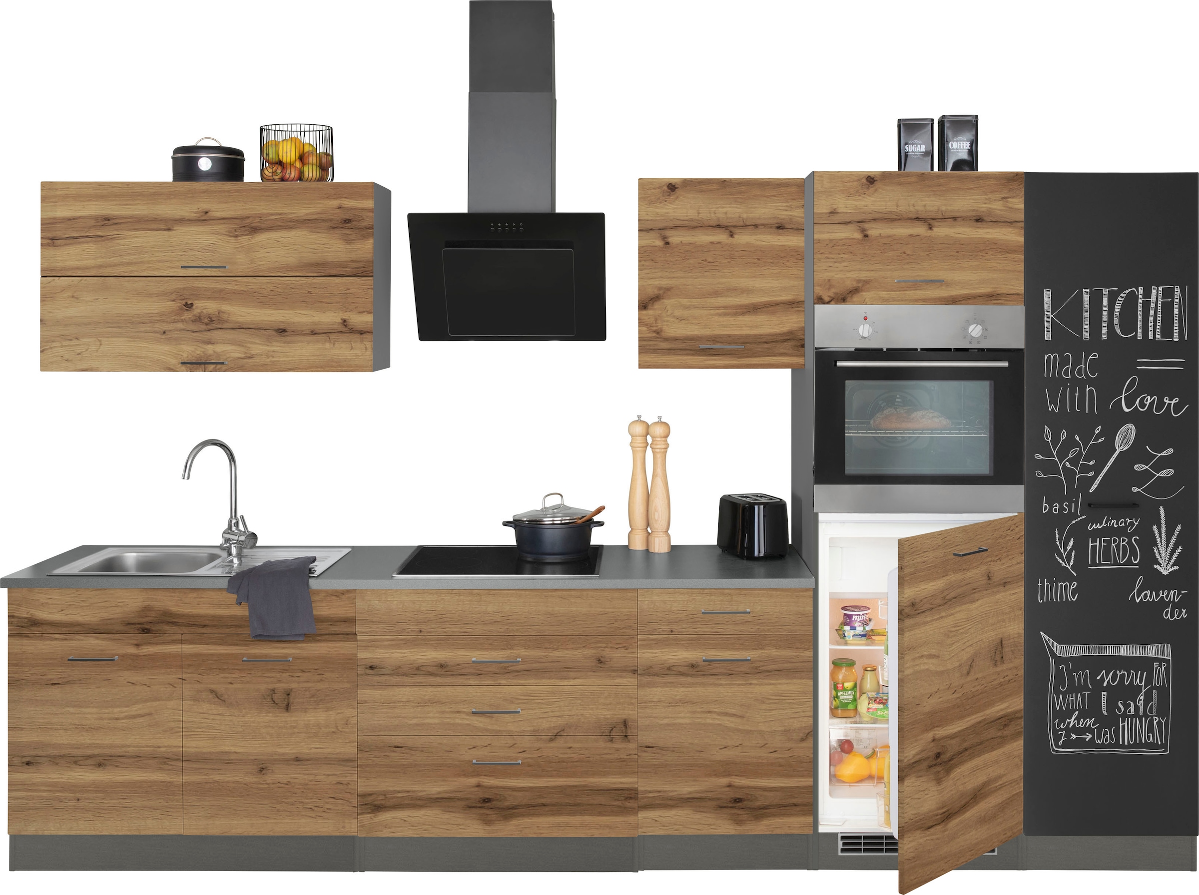 KOCHSTATION Küchenzeile »KS-Trier«, mit E-Geräten, Breite 340 cm