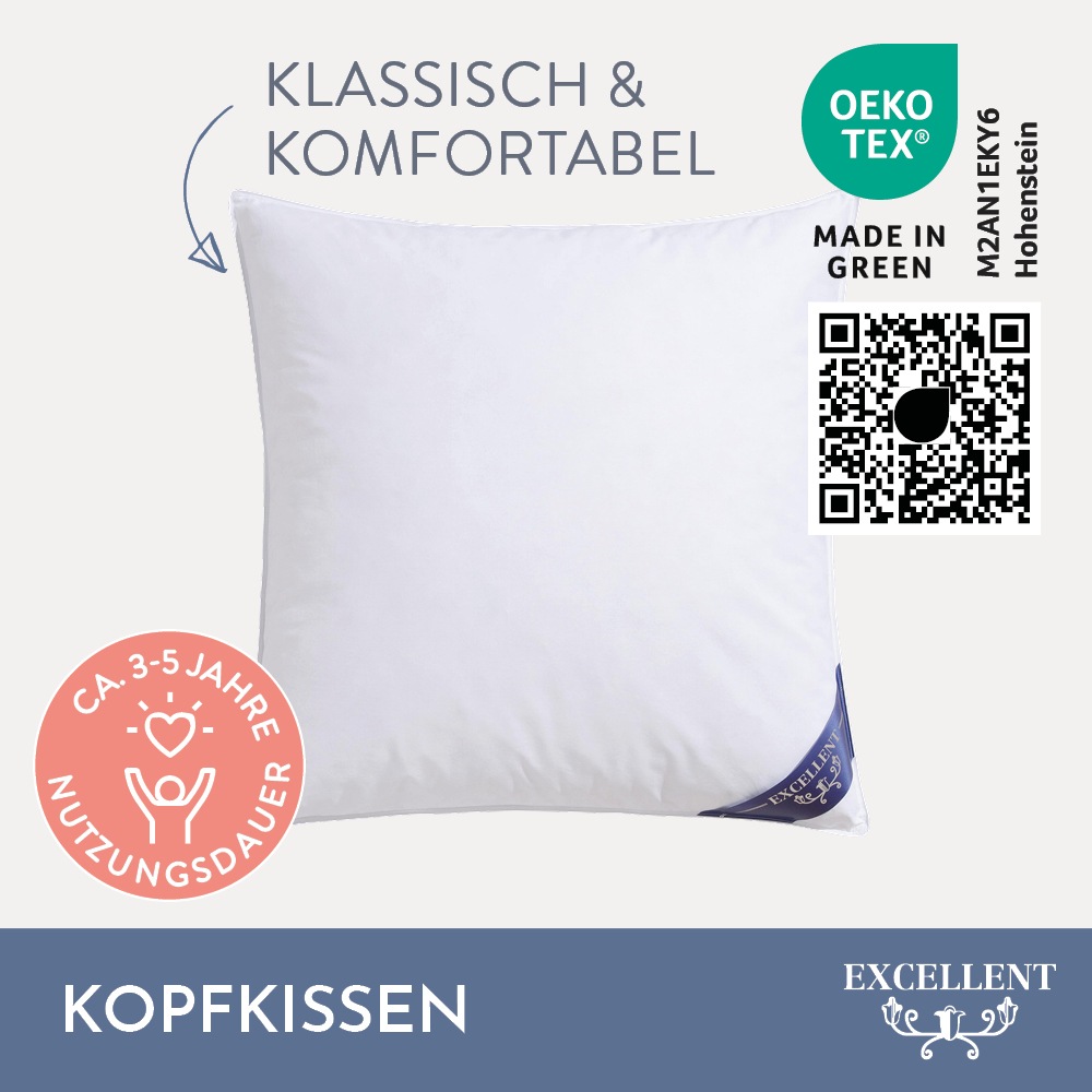 Excellent 3-Kammer-Kopfkissen »Davos«, (1 St.), mit 100% Gänsedaunen in den günstig online kaufen