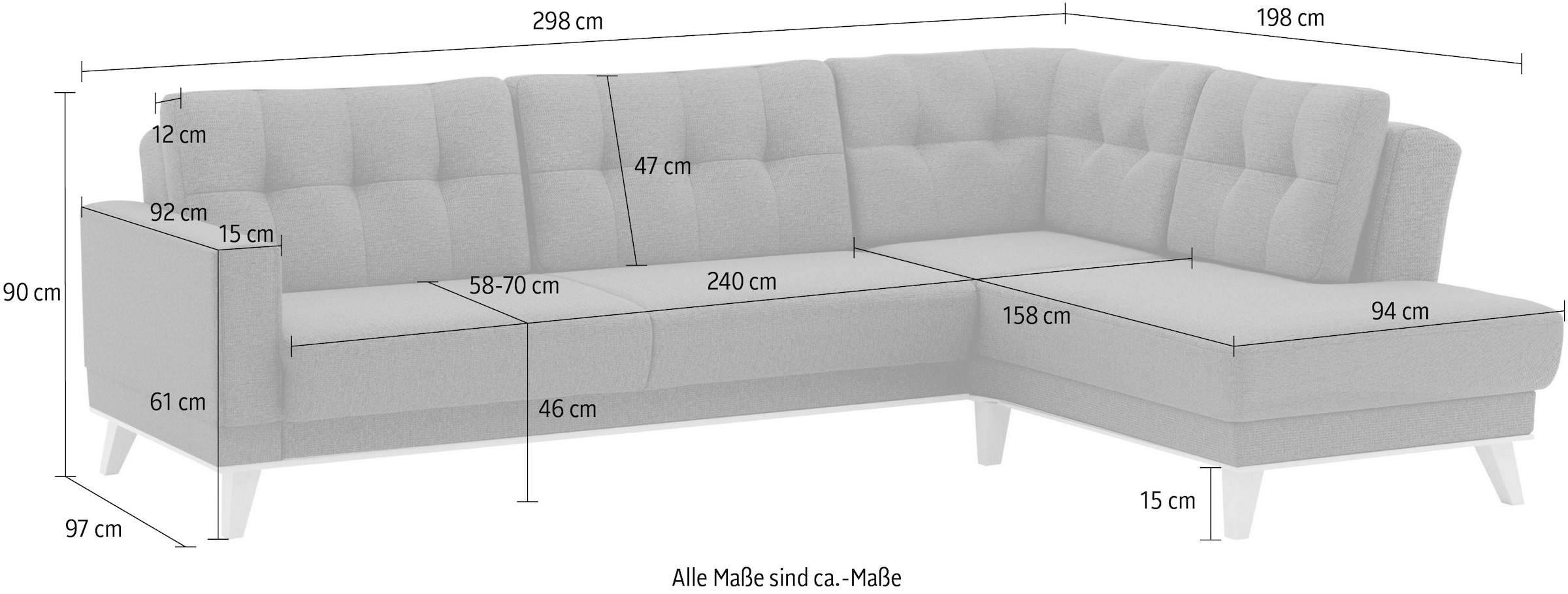 sit&more Ecksofa »Lavida L-Form«, wahlweise mit Kippfunktion und Bettkasten