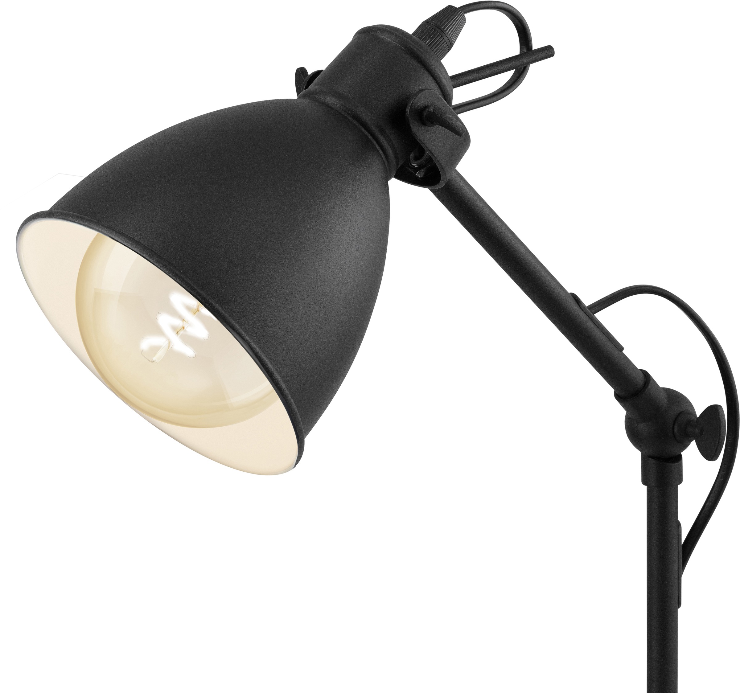 EGLO Tischleuchte »PRIDDY Tischlampe, Nachttischlampe, Stahl, schwarz, E27, Industrial« E27 Wohnzimmerlampe, Esszimmer, 1 flammig, Retro, Vintage, 42,5x15,5cm