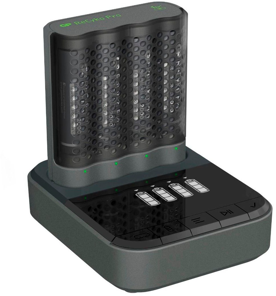GP Batteries USB-Ladegerät »GP ReCyko P461«, mit 4 Steckplätzen für NiMH-Akkus, mit LCD Anzeige