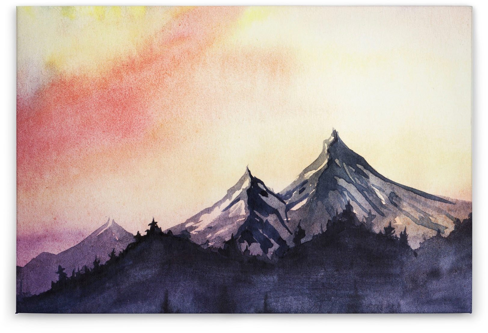 A.S. Création Leinwandbild »Mountain Paint«, Kunst-Wald-Kinder, (1 St.), Berg Bild Landschaft Keilrahmen Leinwand-Bild Wohnzimmer modern Kinder