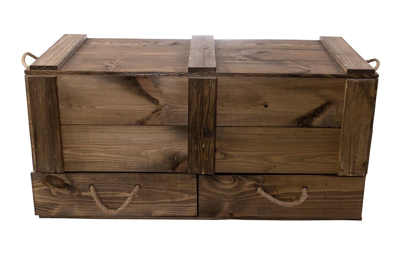 Holz Zollhaus Holzkiste »Vintage Dunkelbraun, 85 x 42 cm« Herkunftsland Ukraine, Holzart Kiefer