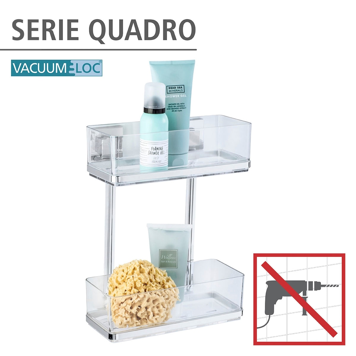 WENKO Wandregal »Vacuum-Loc Quadro«, 2 Etagen