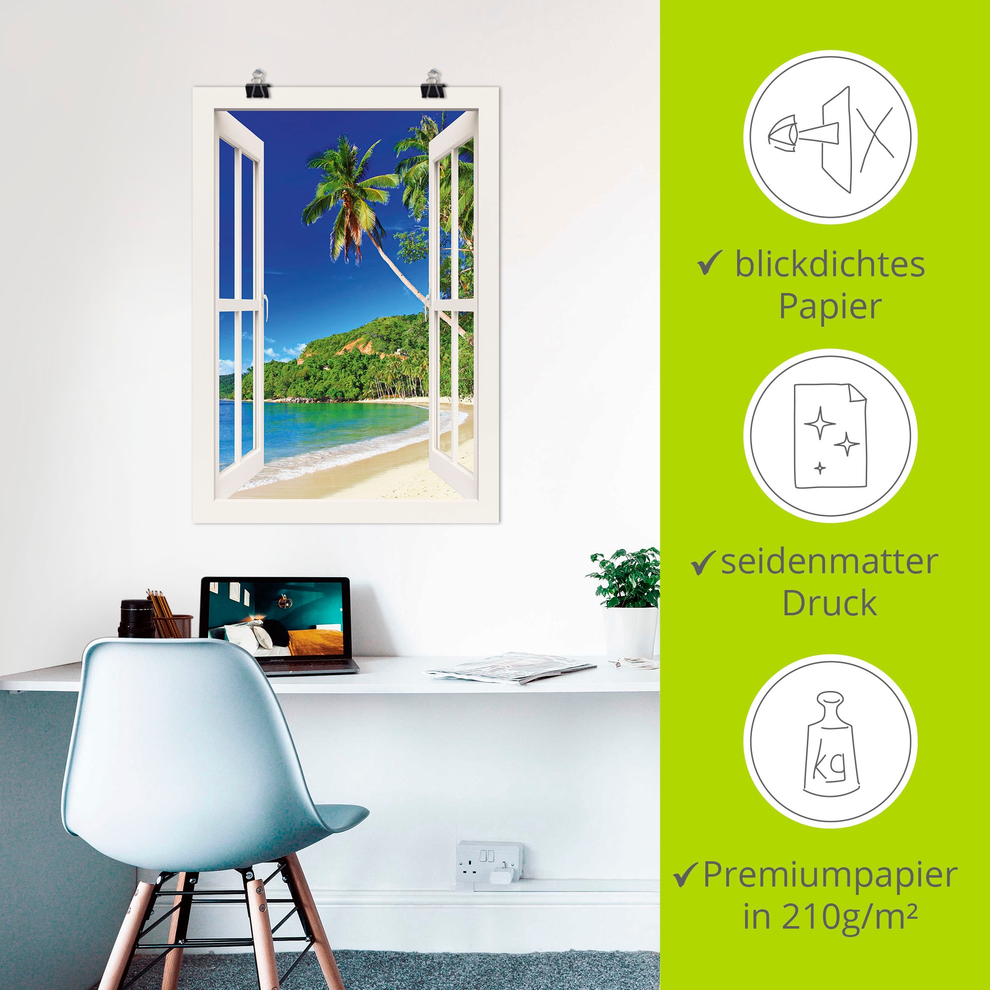 Artland Poster »Fensterblick Paradies« Fensterblick 1 Stk. tlg. ohne Rahmen