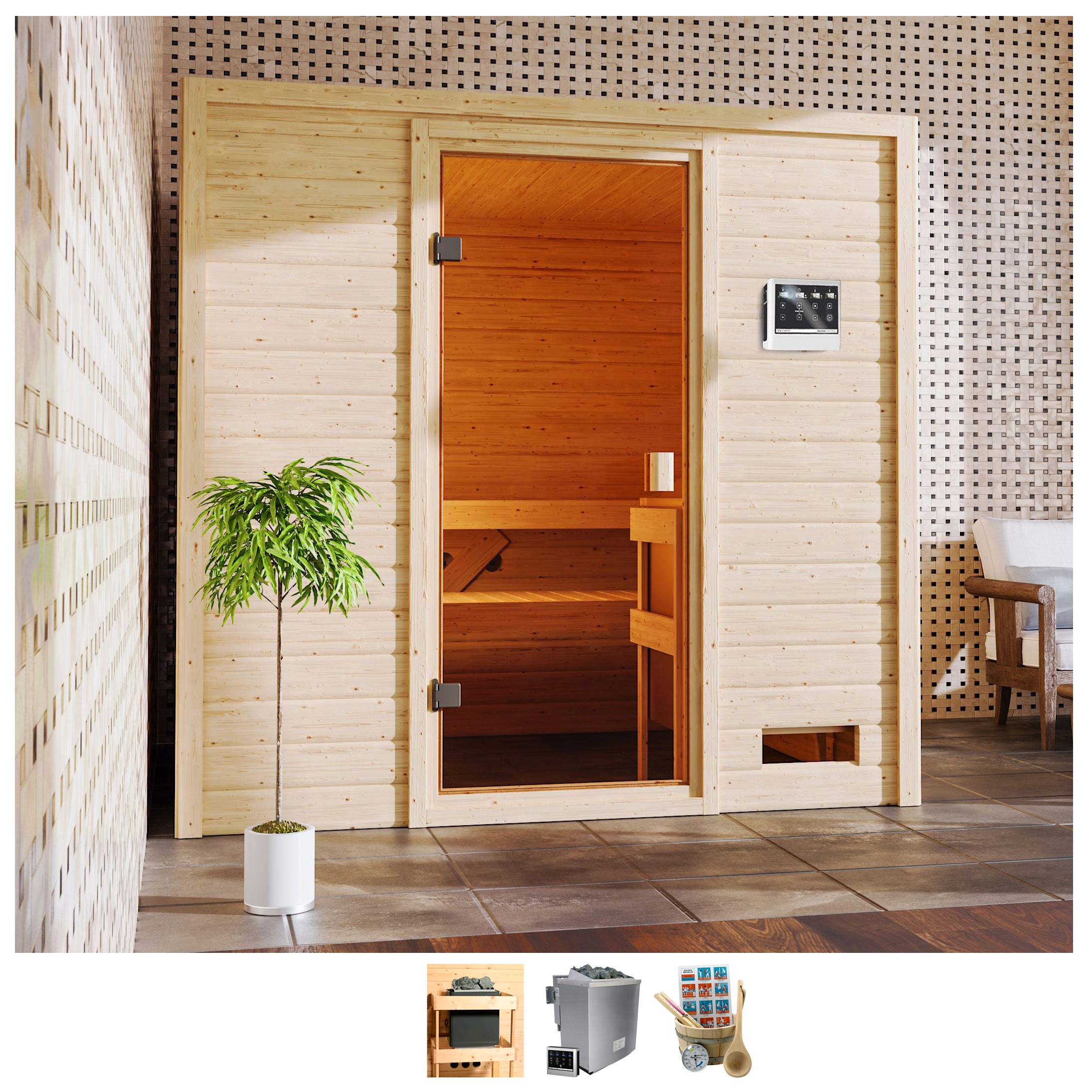 welltime Sauna »Ricky«, 4,5-kW-Bio-Ofen mit ext. Steuerung günstig online kaufen
