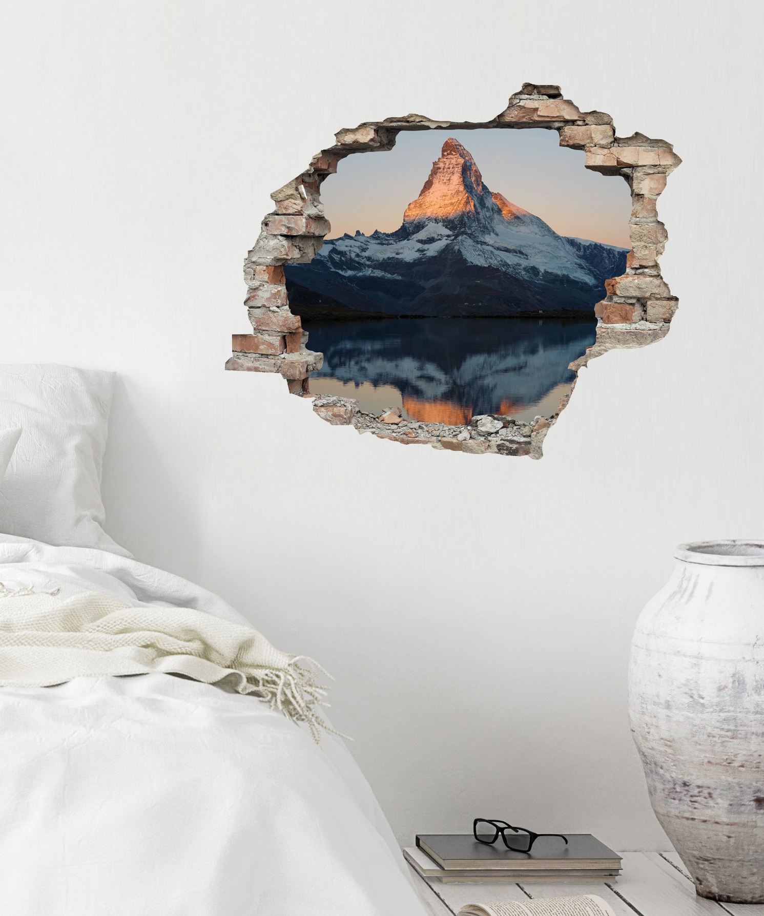 queence Wandtattoo »Matterhorn« Wandsticker, Wandbild, selbstklebend, 3D, Wanddurchbruch