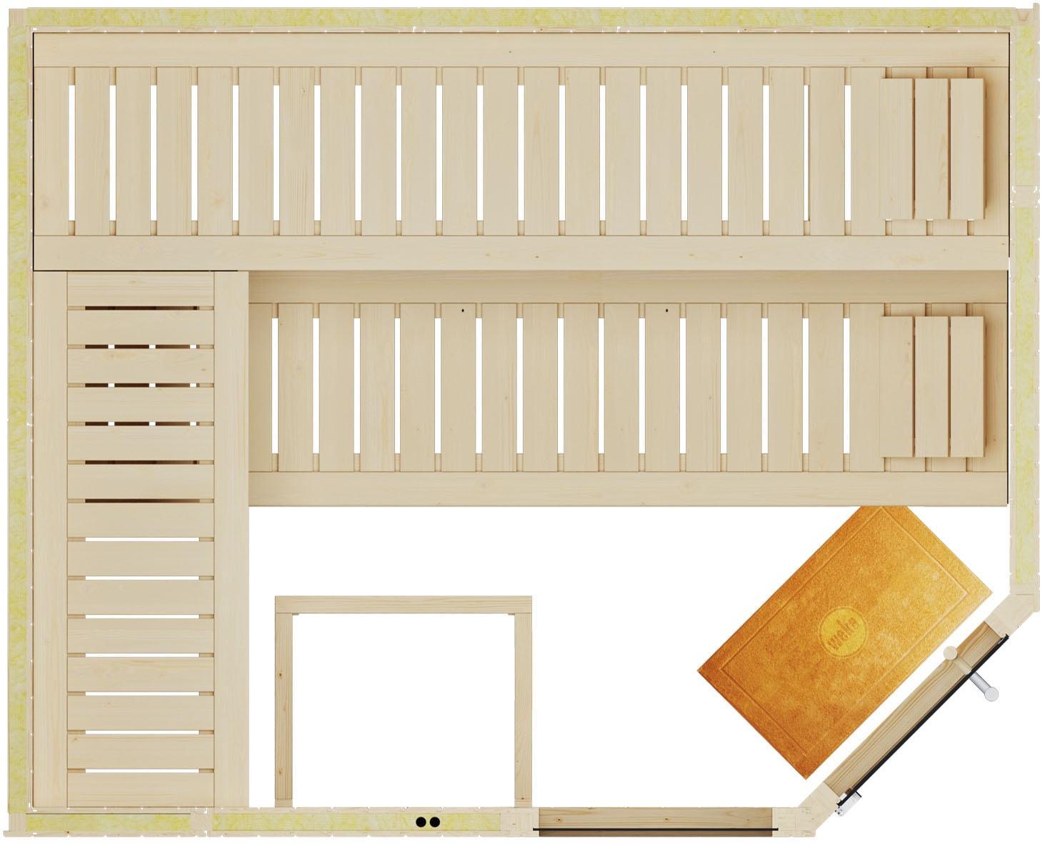 weka Sauna »Element-Ecksauna VARBERG 4« vorgefertigte Elemente, Fensterelement, moderne Ganzglastür