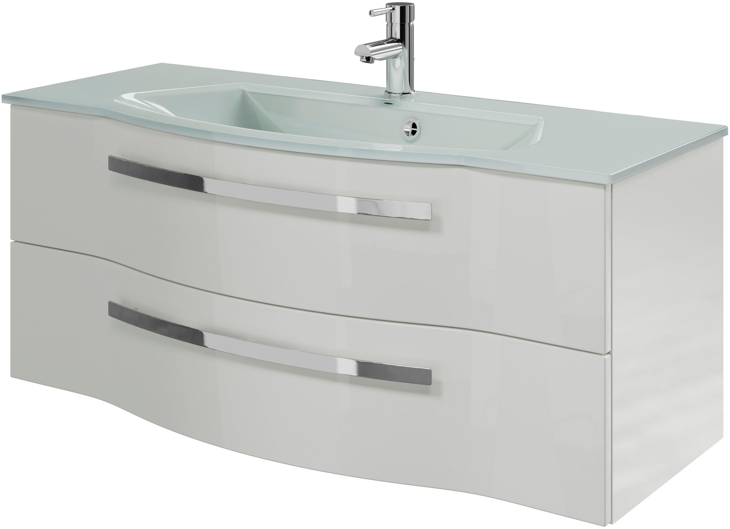 Saphir Badmöbel-Set »Serie 4005, vormontiert, Glaswaschbecken, Spiegelschra günstig online kaufen