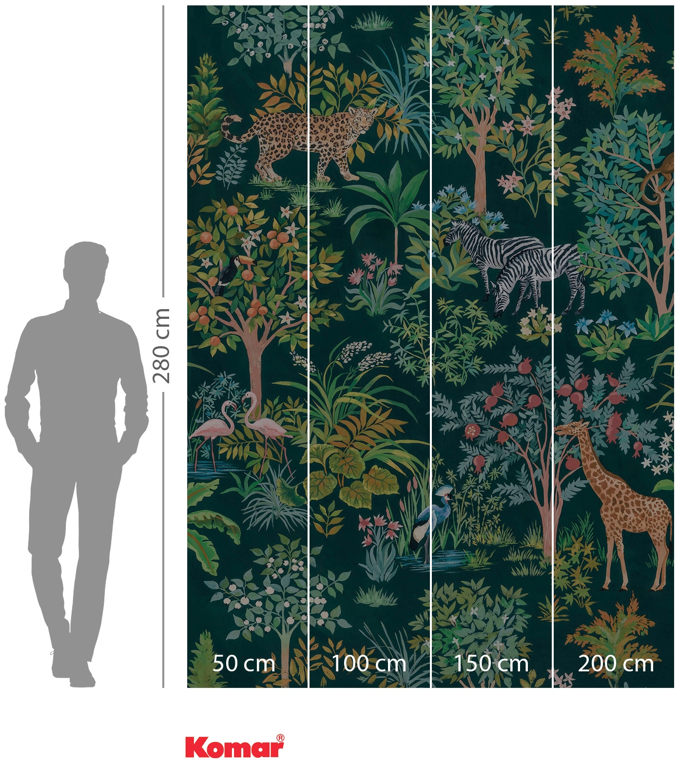 Komar Vliestapete »Digitaldruck Vlies - Happy Jungle - Größe 200 x 280 cm«, bedruckt, Wohnzimmer, Schlafzimmer