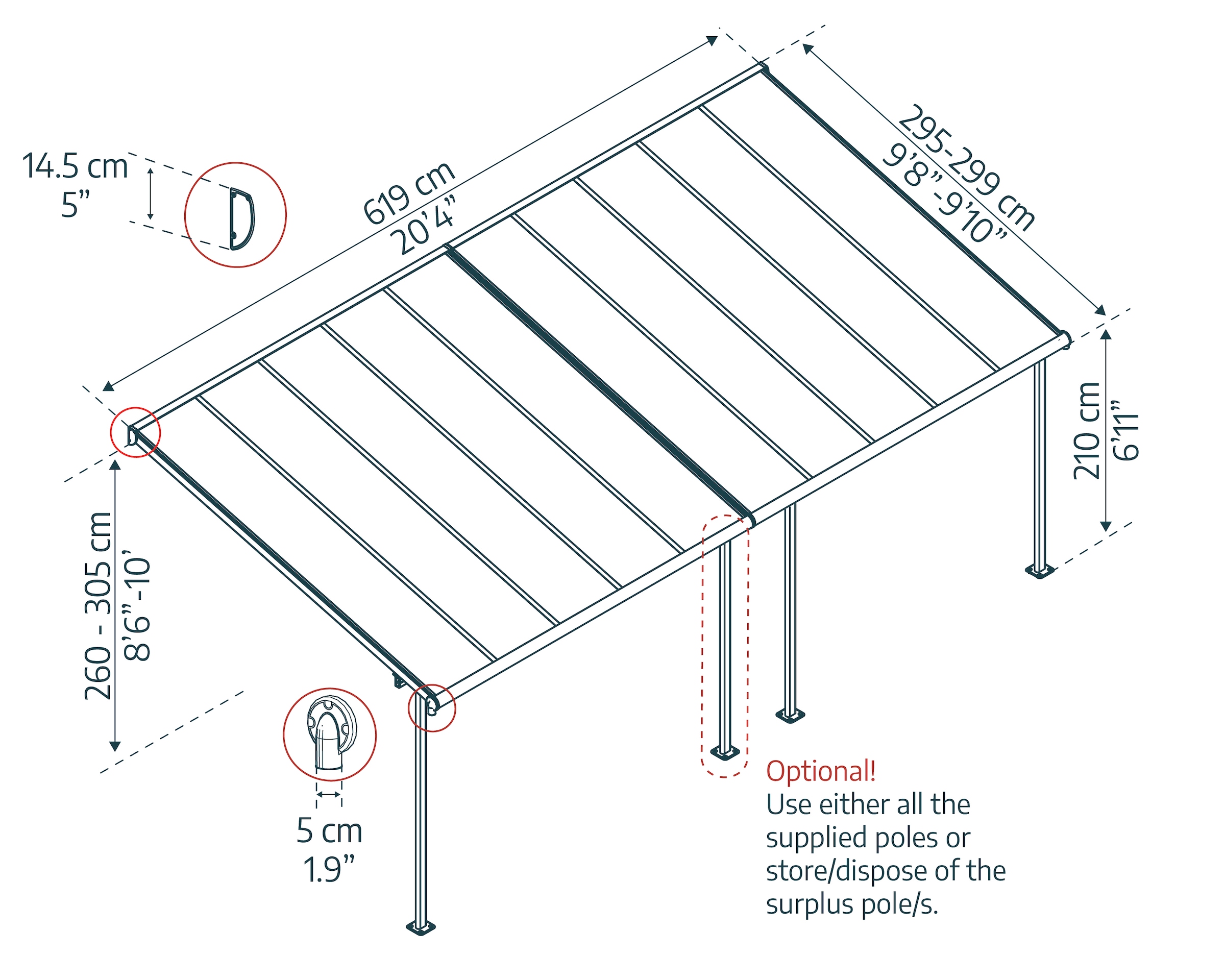 Palram - Canopia Terrassendach »Sierra Alu Terrassenüberdachung«, einfache DIY Montage