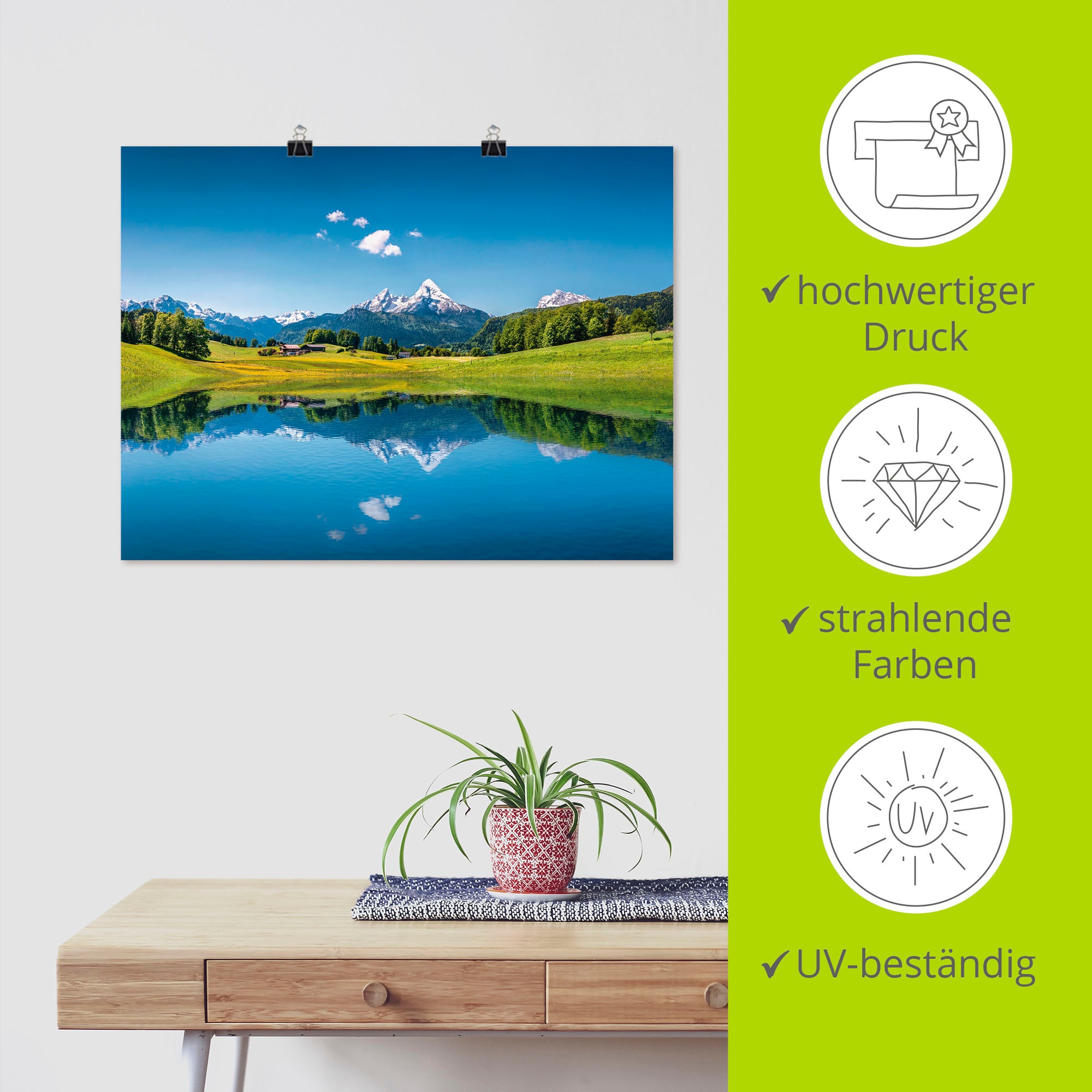 Artland Wandbild »Landschaft in den Alpen«, Berge, (1 St.), als Alubild, Outdoorbild, Leinwandbild, Poster in verschied. Größen