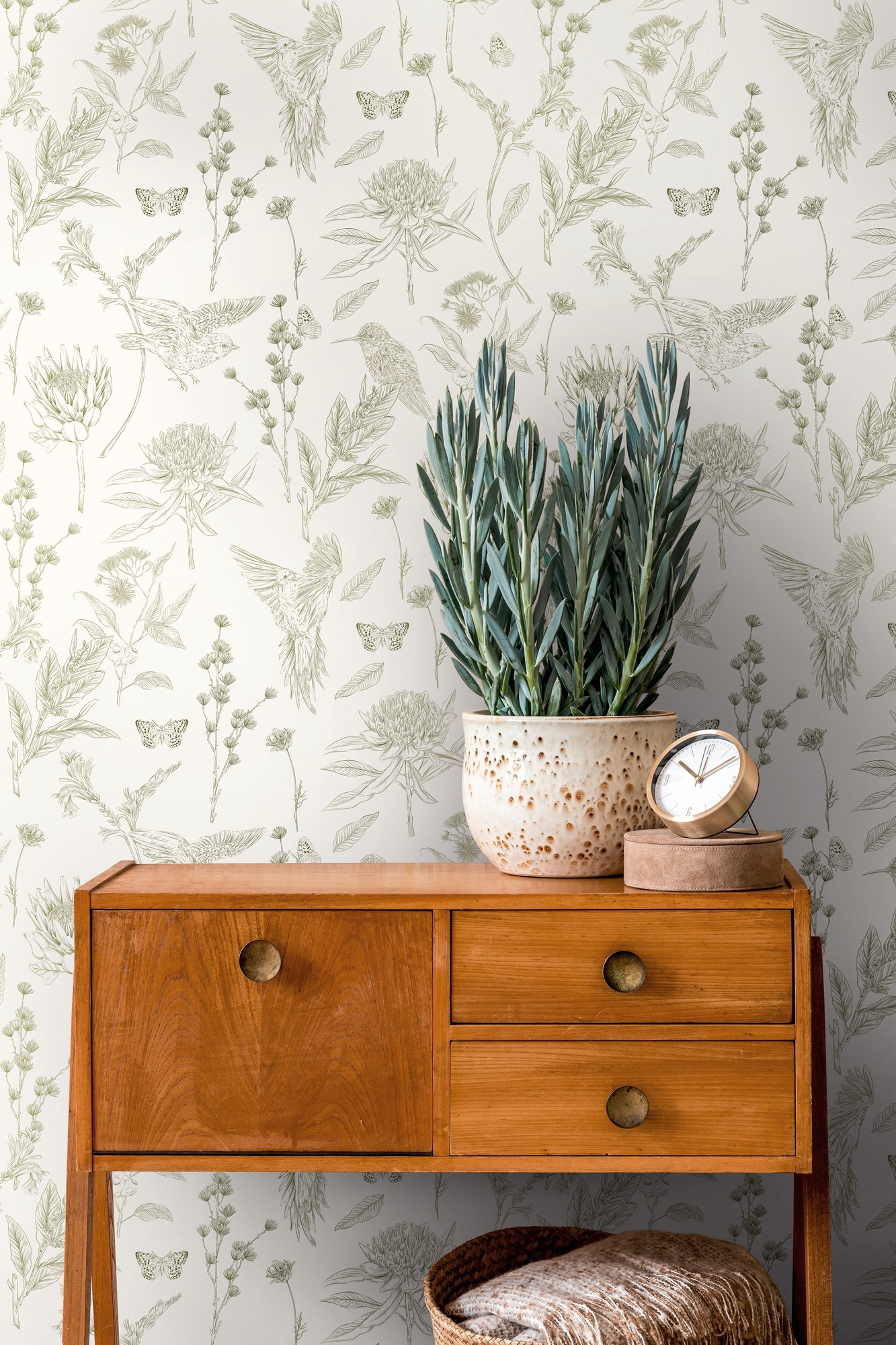 living walls Vliestapete »Drawn Into Nature Blumen-Tapete Mustertapete Pflanzen Natur«, matt, Vliestapete Blümchen für Schlafzimmer Küche Wohnzimmer Blumen Design