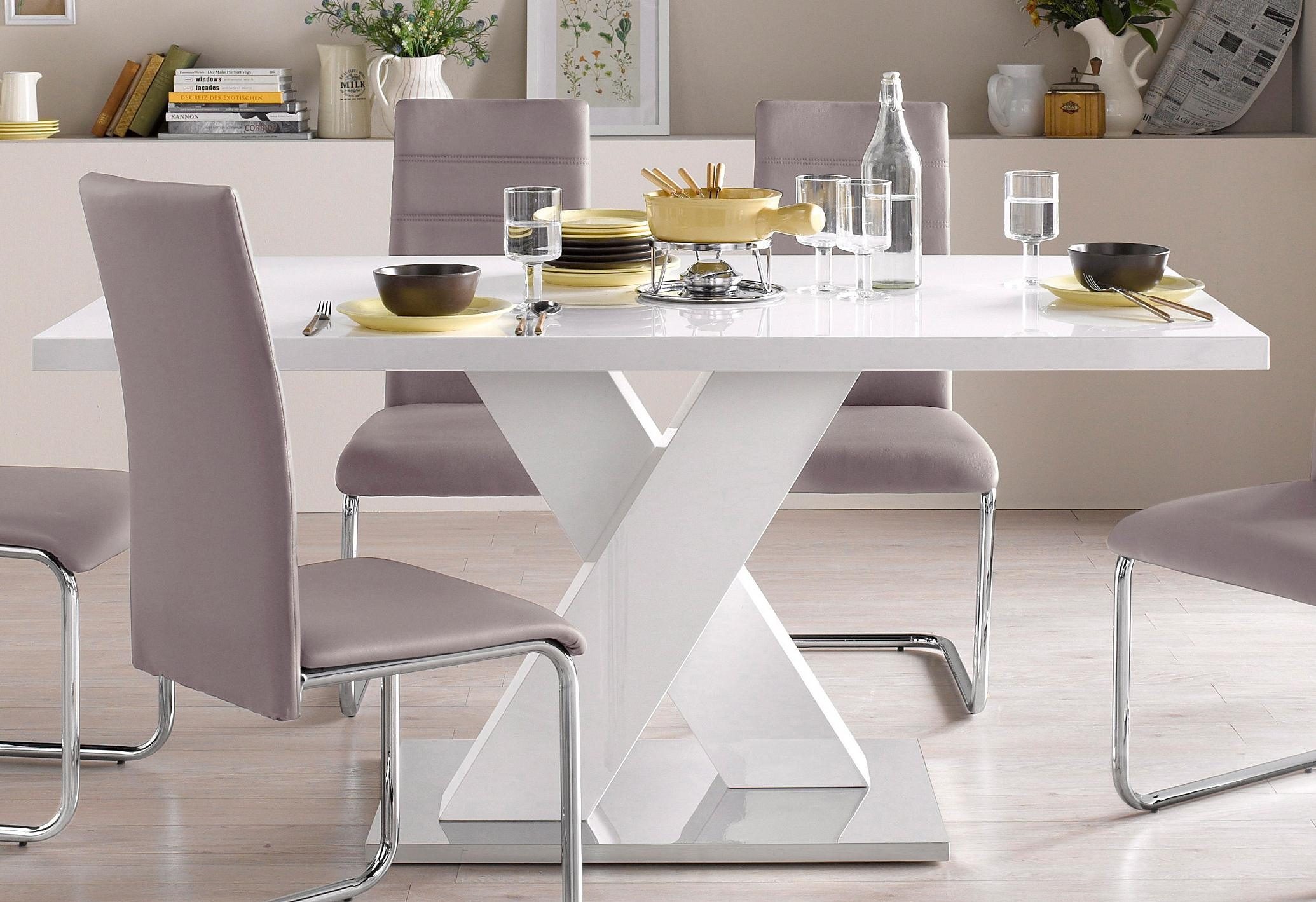 INOSIGN Esstisch »Ali, TOPSELLER! Modernes Design«, (Tisch, Küchentisch), Breite 160 cm, weiß Hochglanz, Bodenplatte aus Metall