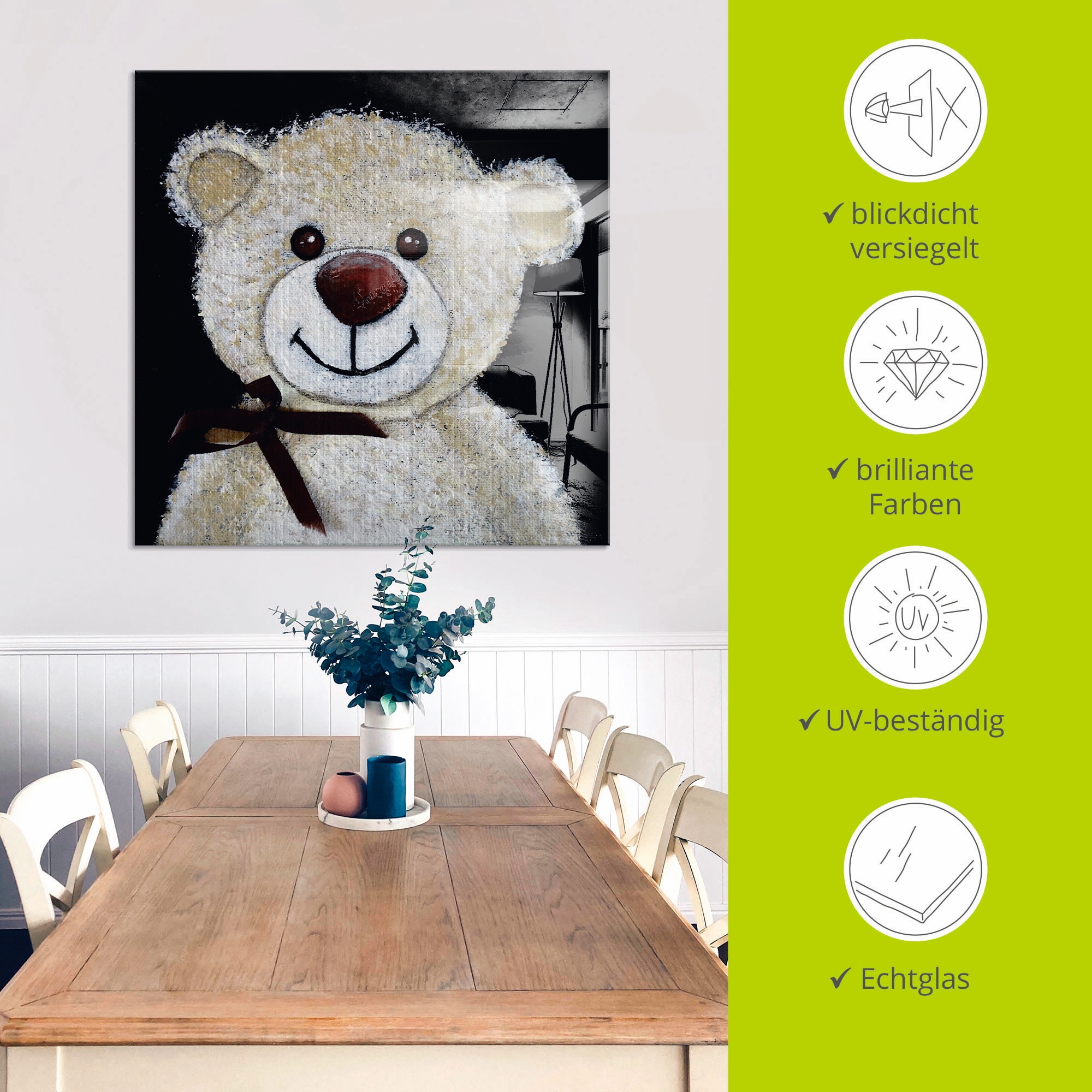 Artland Glasbild »Teddybär«, Spielzeuge, (1 St.), in verschiedenen Größen