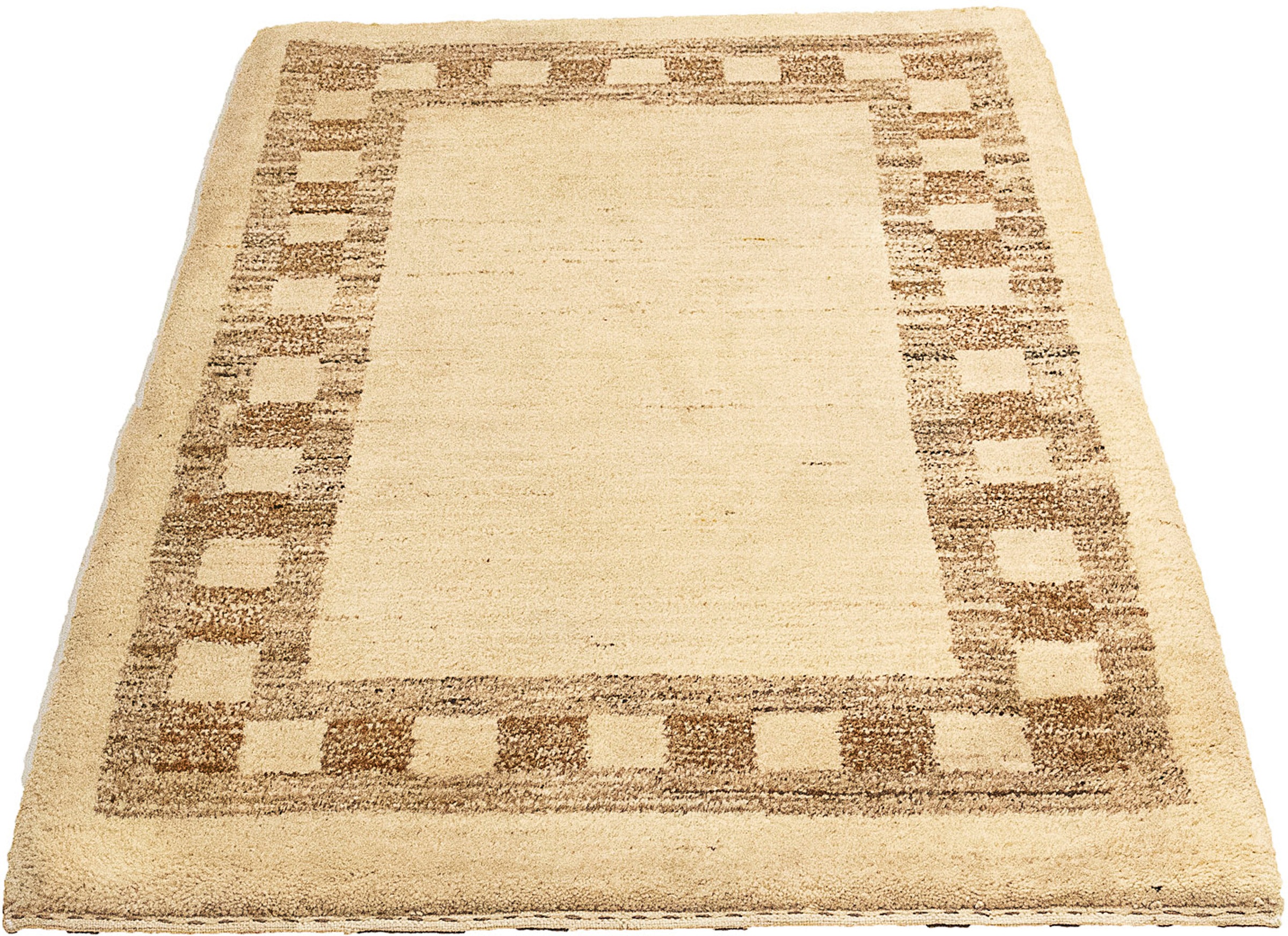 morgenland Wollteppich »Gabbeh - Indus - 122 x 80 cm - beige«, rechteckig, günstig online kaufen