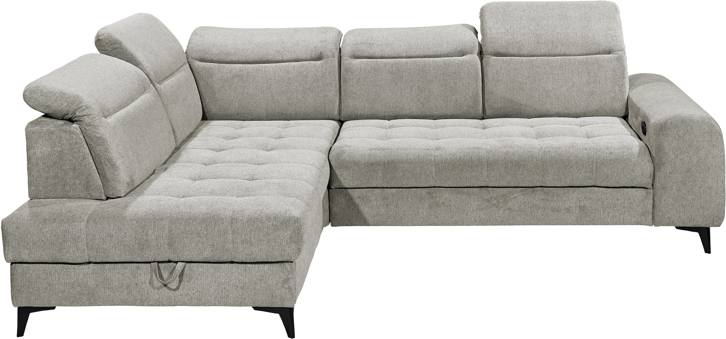 ED EXCITING DESIGN Ecksofa »Rockdale L-Form mit Bettfunktion, Bettkasten« Kopfteilverstellung, Sitztiefenverstellung & USB-Port