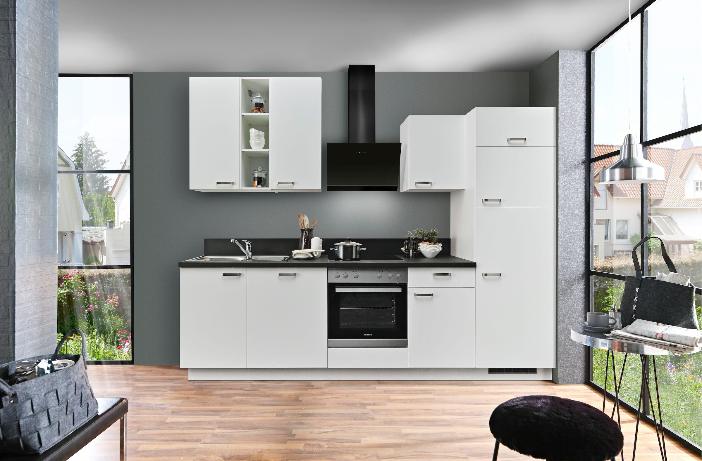 KOCHSTATION Küche »"KS-Bari", wahlw. mit E-Geräten & Geschirrspüler«, Soft-Close-Funktion und Vollauszug, vormontiert, Breite 280 cm