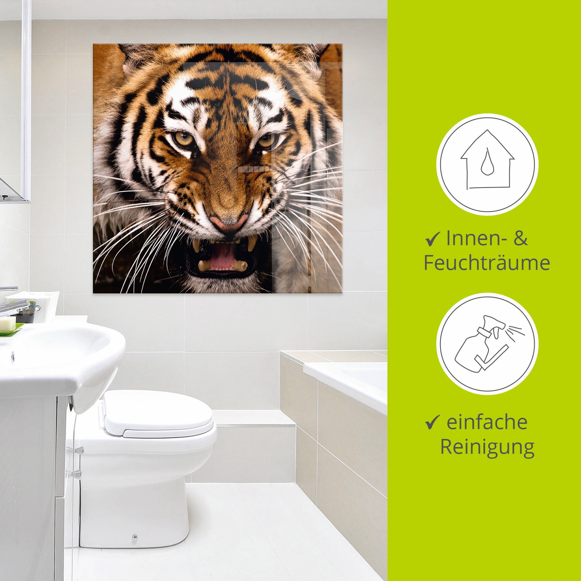 Artland Glasbild »Tiger Kopf« Wildtiere 1 Stk. tlg. in verschiedenen Größen