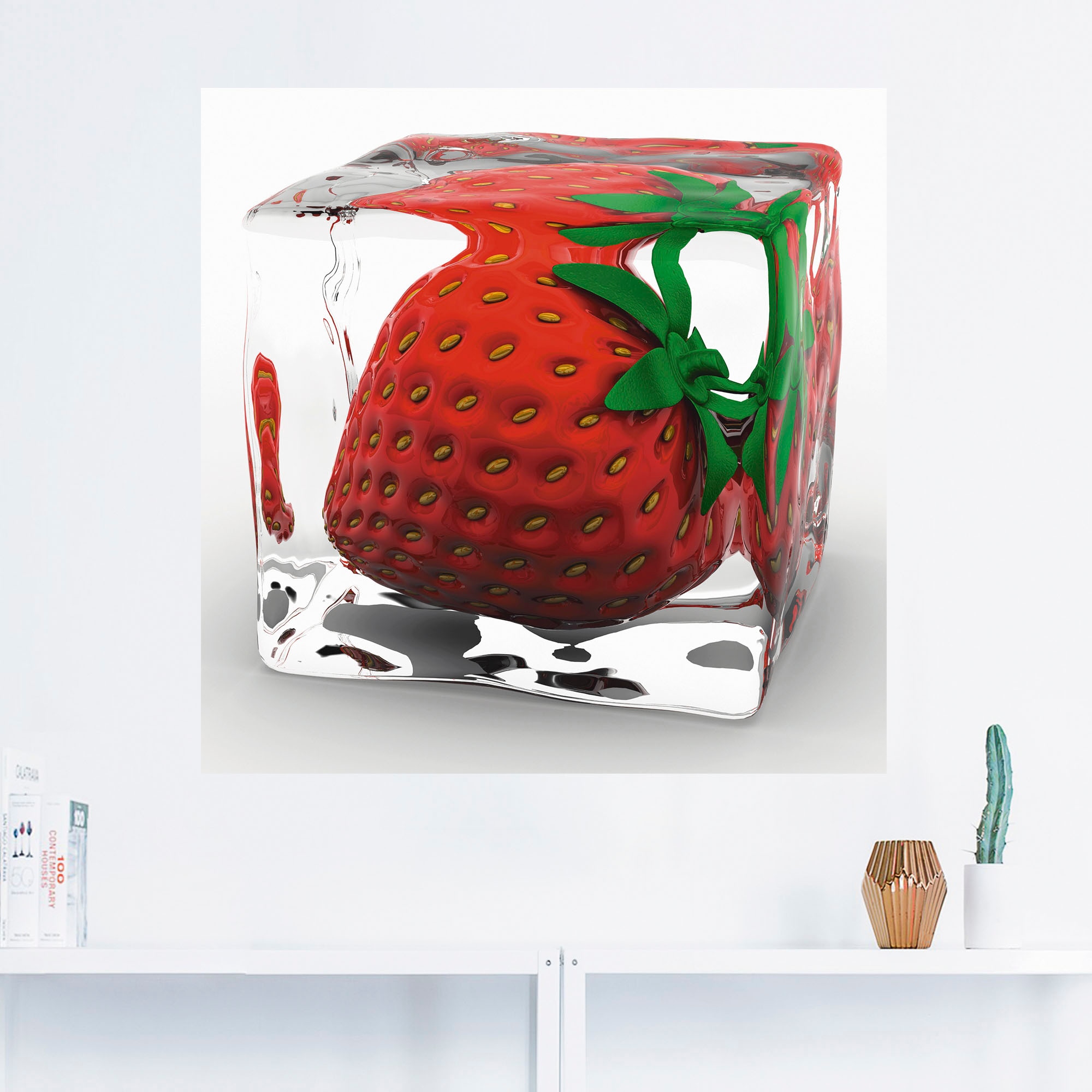Artland Wandbild »Erdbeere in Eis«, Lebensmittel, (1 St.), als Alubild,  Leinwandbild, Wandaufkleber oder Poster in versch. Größen auf Rechnung  bestellen