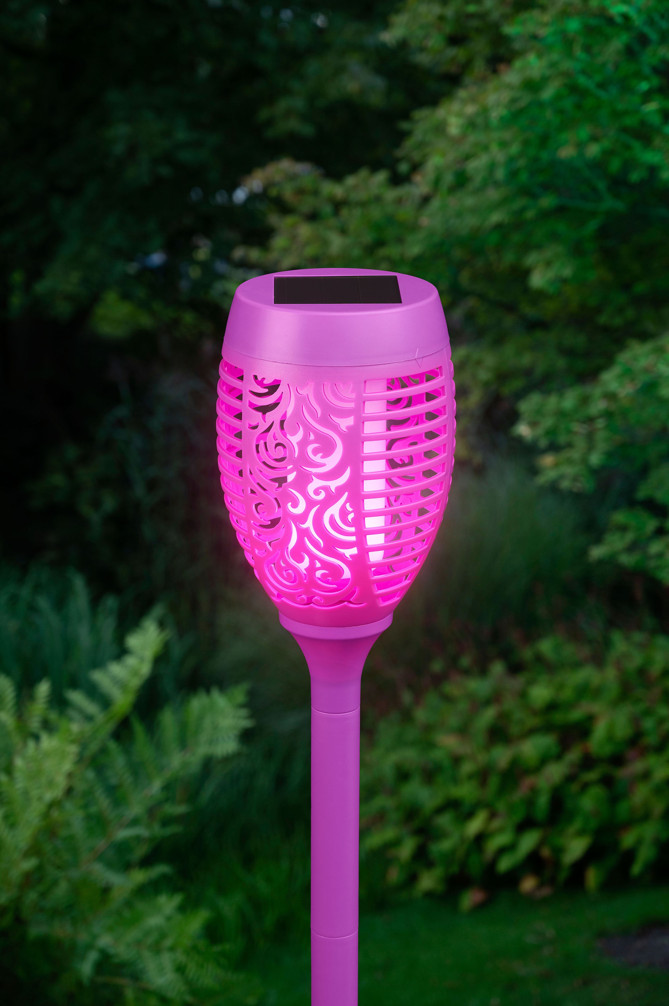 BONETTI LED Gartenfackel, Leuchtmittel LED-Modul | LED fest integriert, LED Solar Gartenfackel mit realer Flamme 3er Set