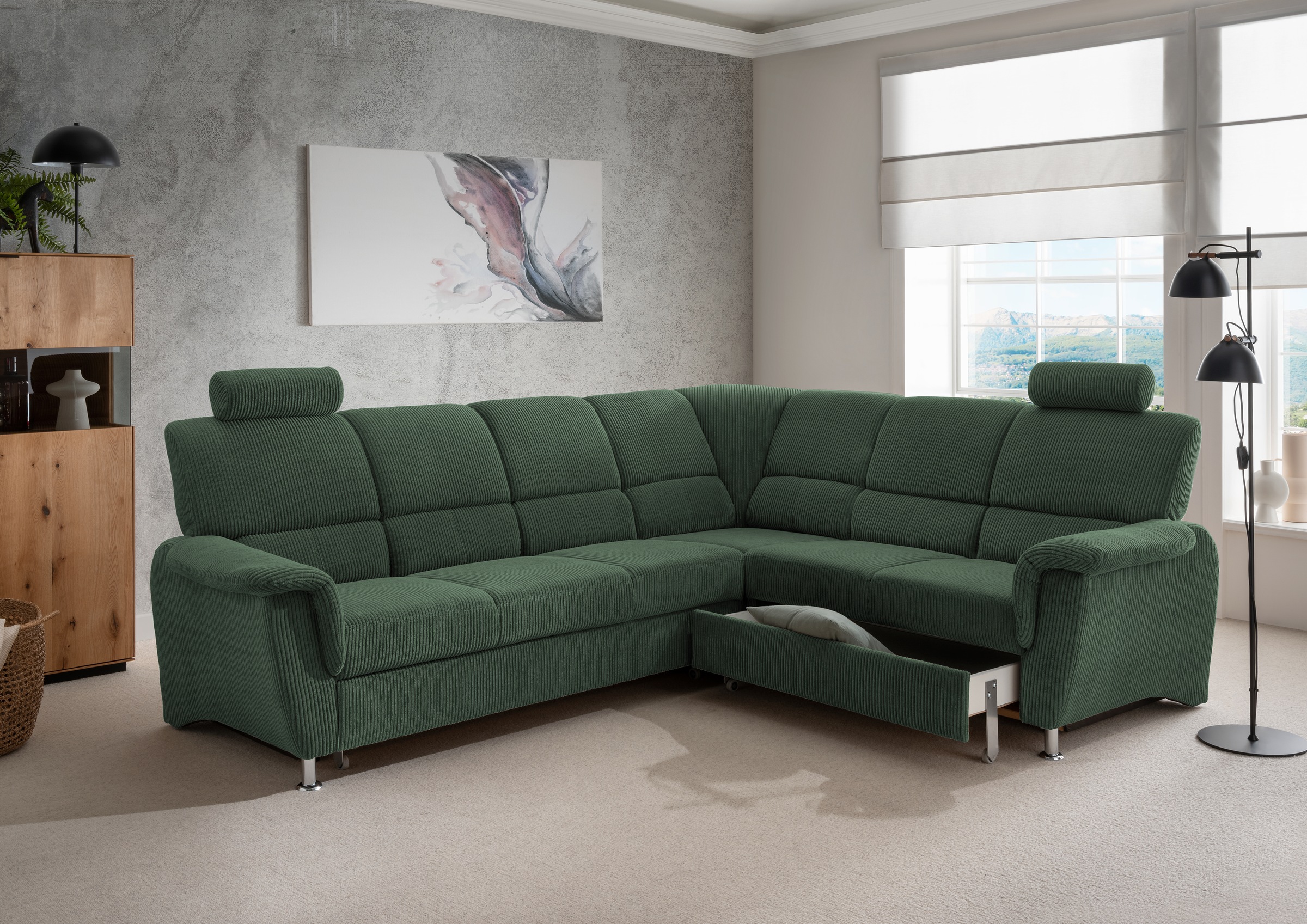Home affaire Ecksofa »Pisa L-Form, mit Schlaffunktion, Stauraum, 2x höhenve günstig online kaufen
