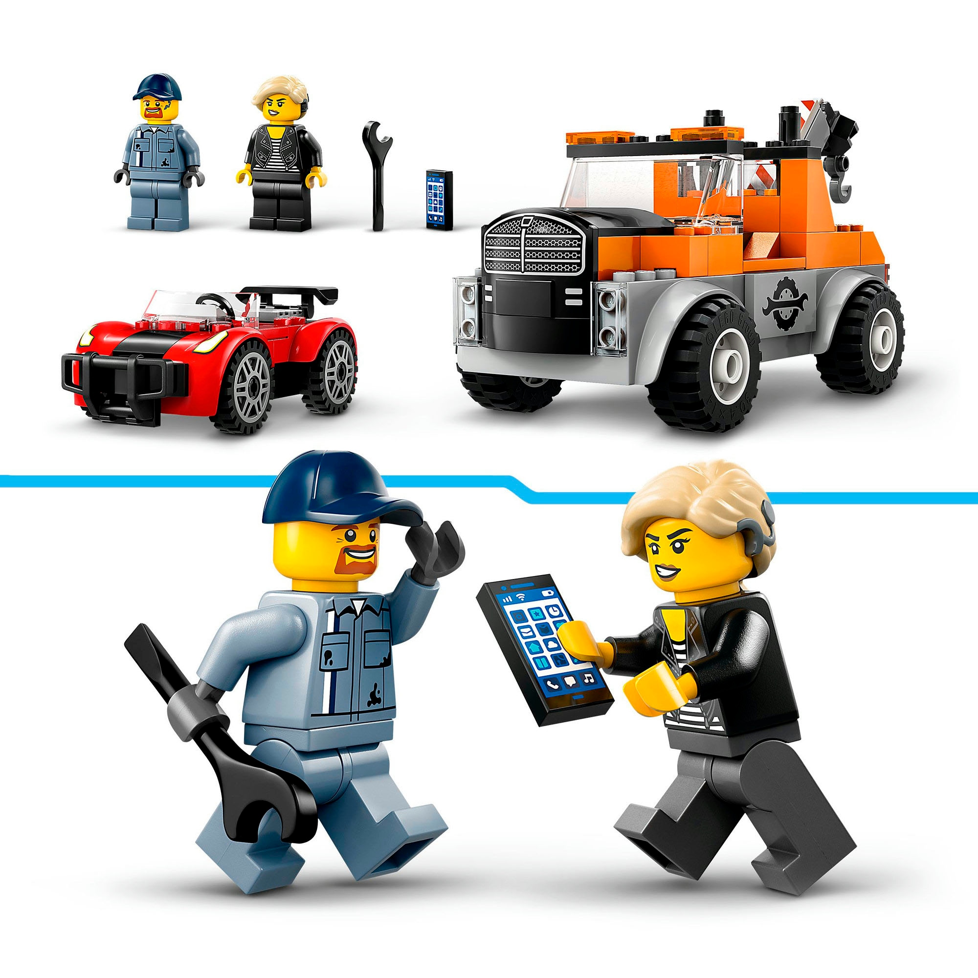 LEGO® Konstruktionsspielsteine »Abschleppwagen mit Sportauto (60435), LEGO City«, (101 St.), Made in Europe