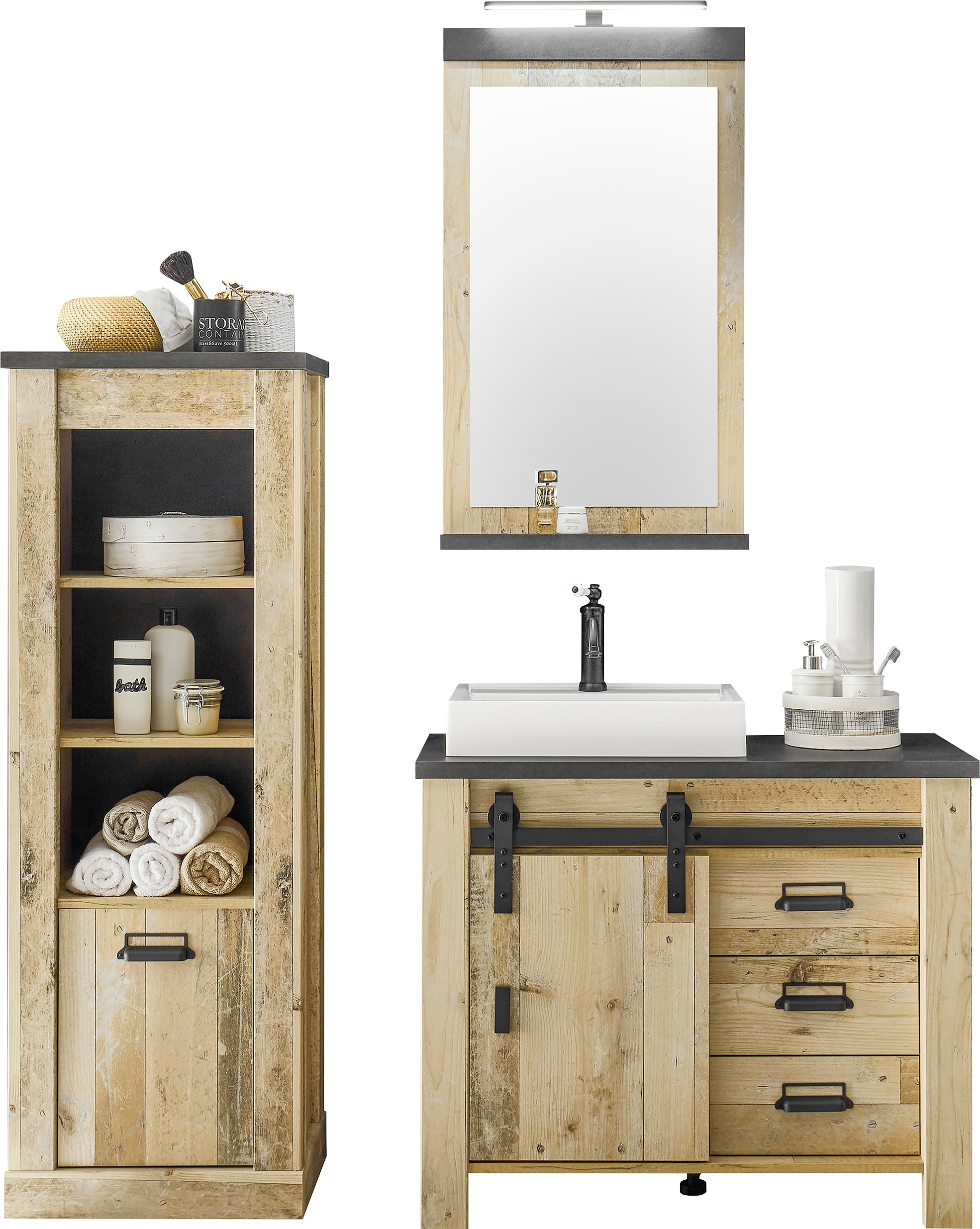 Home affaire Badmöbel-Set »SHERWOOD, Bad im modernen Design, 3-teiliges Bad günstig online kaufen