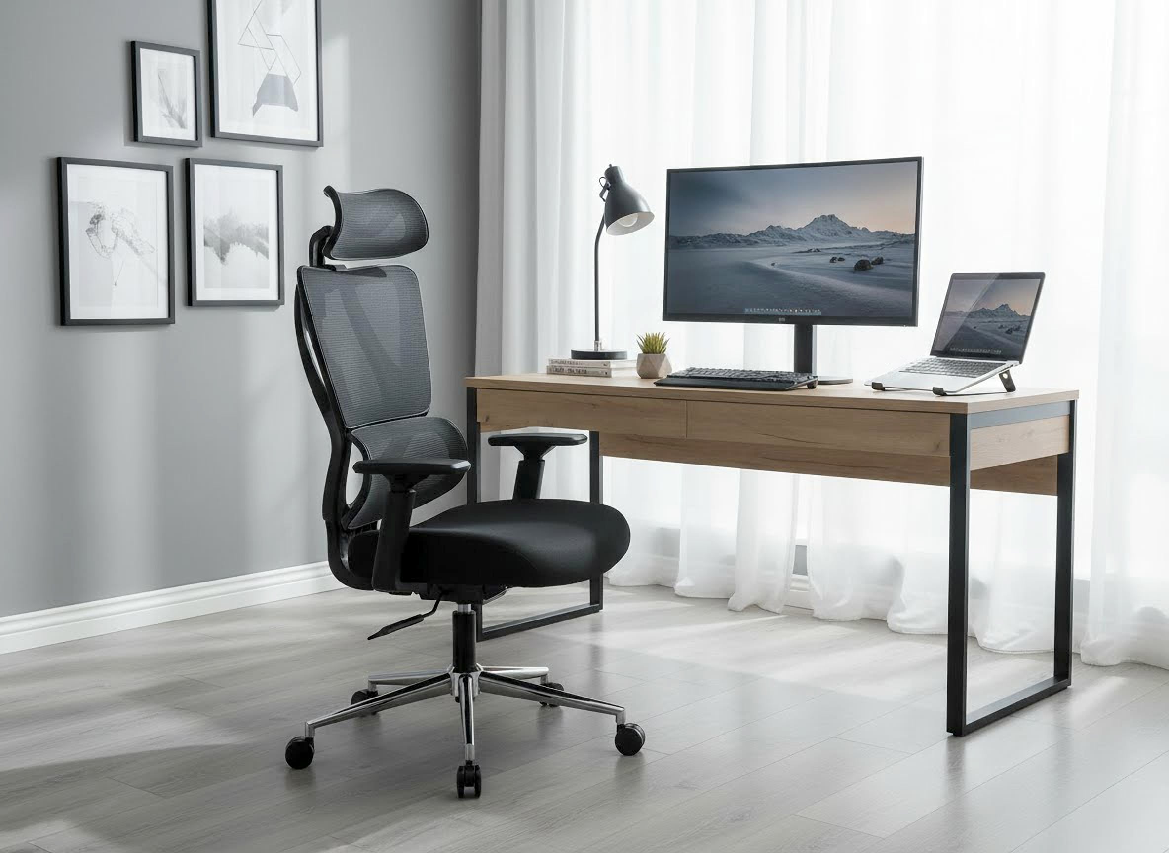 OTTO home Bürostuhl »Andora, moderner ergonomischer Schreibtischstuhl« () verstellbare Armlehne & Kopfstütze, Lendenwirbelstütze