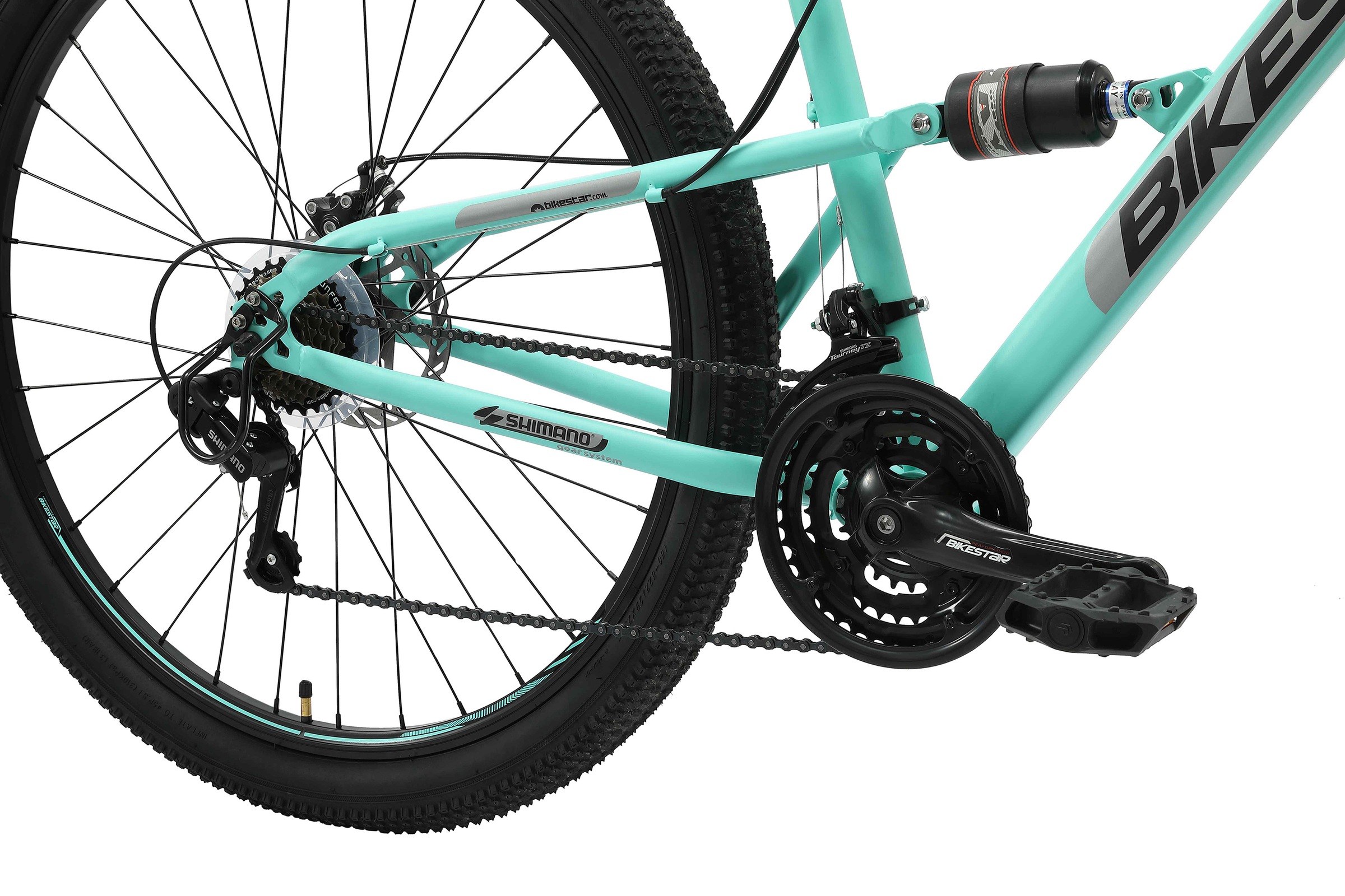Bikestar Mountainbike, 21 Gang, Shimano, RD-TY300 Schaltwerk, Kettenschaltung, für Damen und Herren, Kettenschaltung