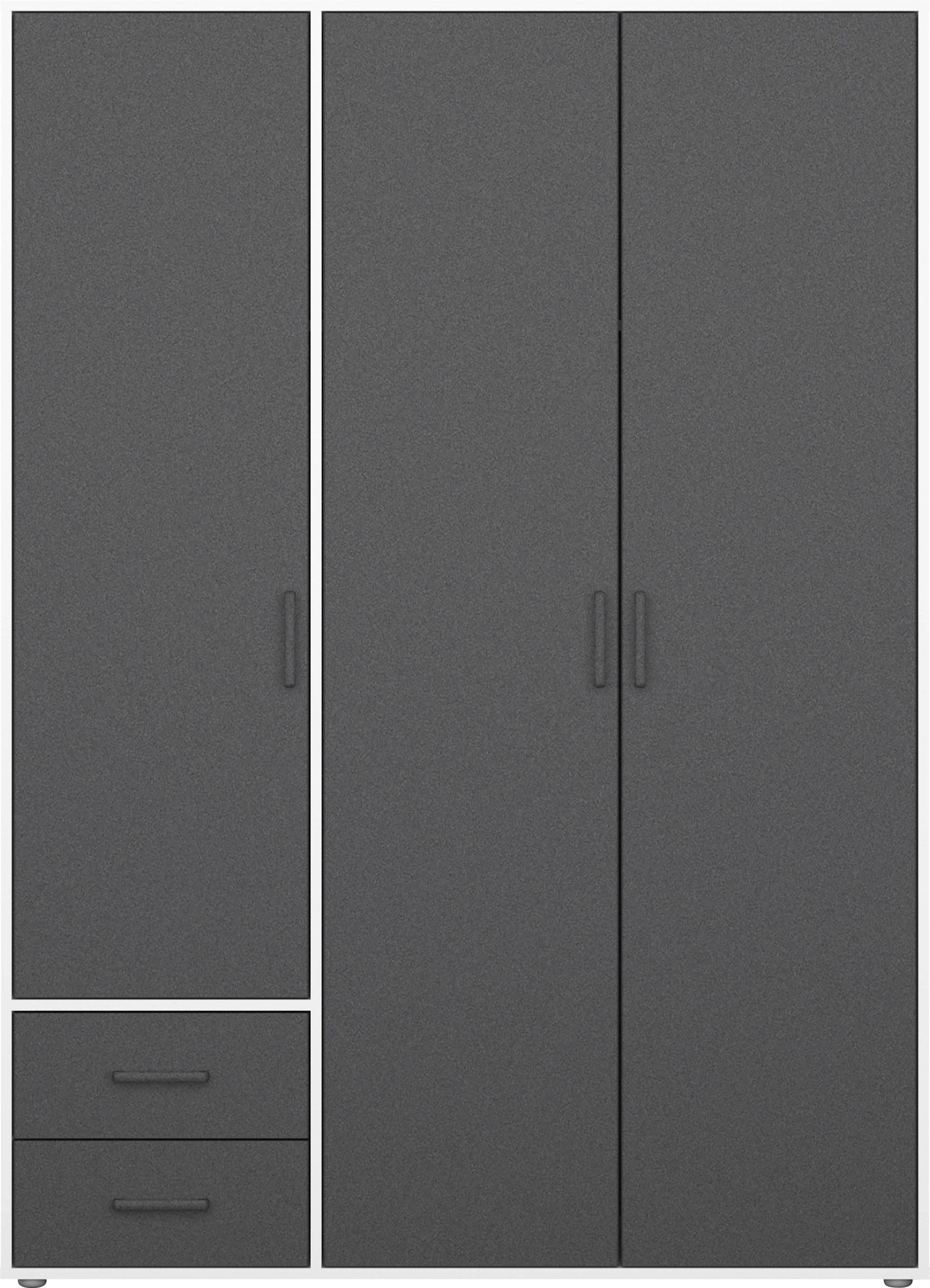 rauch Drehtürenschrank »Kleiderschrank Schrank Garderobe Wäscheschrank VOYAGER«, (in 3 verschiedenen Ausstattungen BASIC/CLASSIC/PREMIUM), moderne Griffe in Graumetallic mit Außenschubkästen MADE IN GERMANY