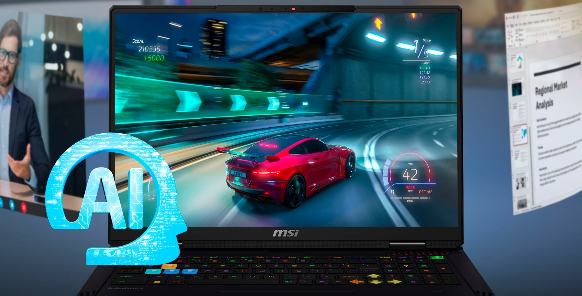 MSI Gaming-Notebook »Raider A18 HX A9WIG-080«, 45,8 cm, / 18 Zoll, AMD, Ryzen 9, GeForce RTX 5080, 2000 GB SSD