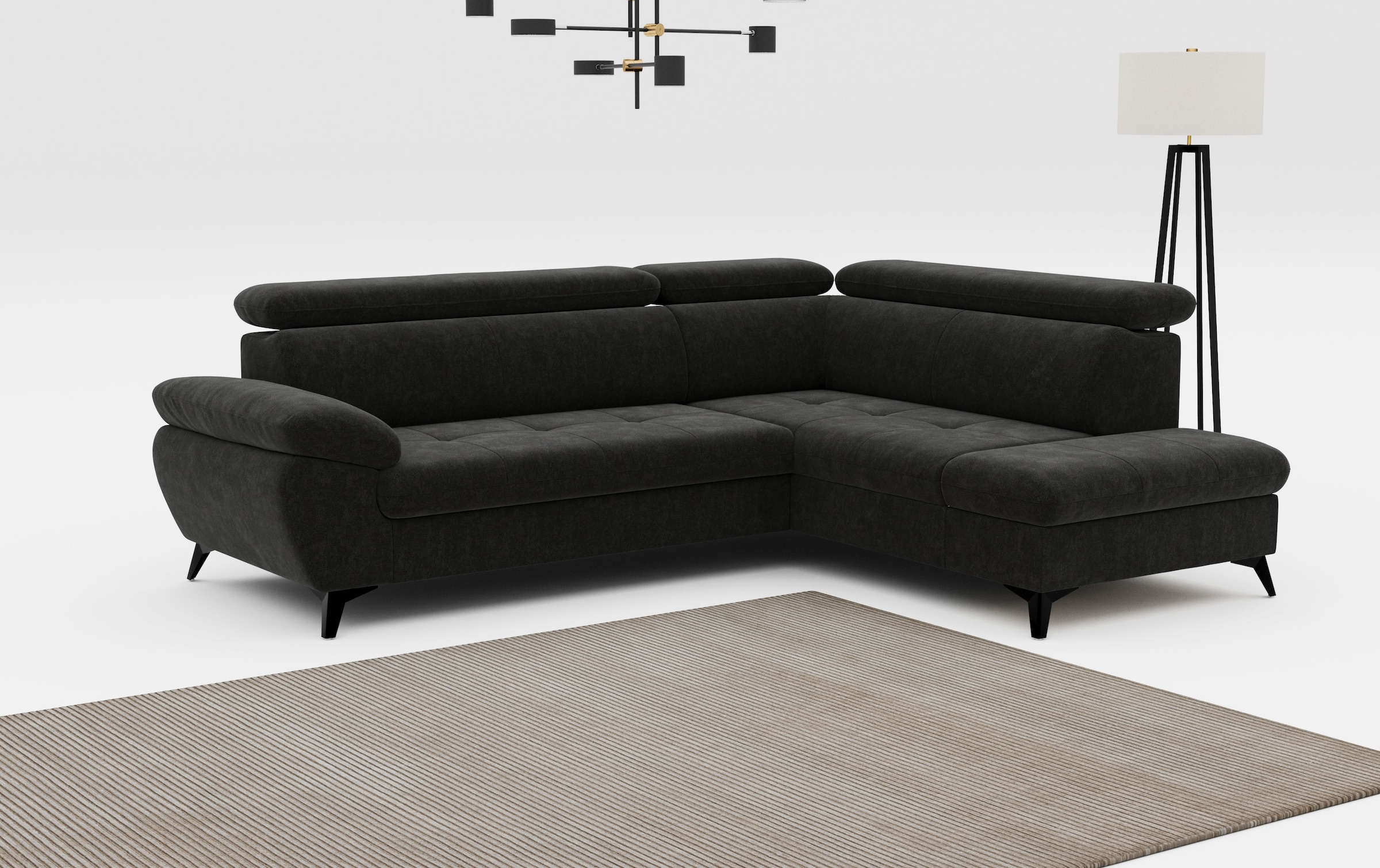 COTTA Ecksofa »Hudson L-Form, B: 256 cm« mit Kopfteilverstellung, optional Bettfunktion & Bettkasten