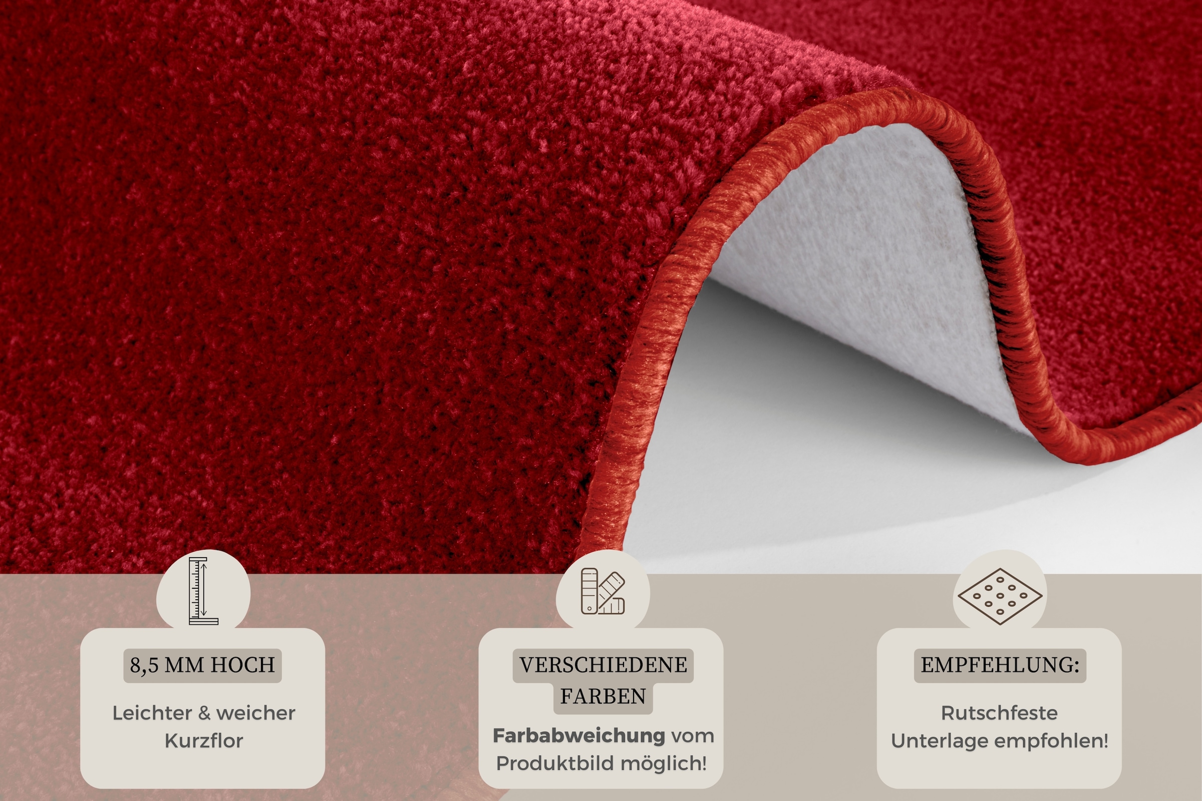 HANSE Home Teppich »Shashi«, rechteckig, 8,5 mm Höhe, Kurzflor, Unifarben, Läufer, weich, Esszimmer, Kinderzimmer, Flur