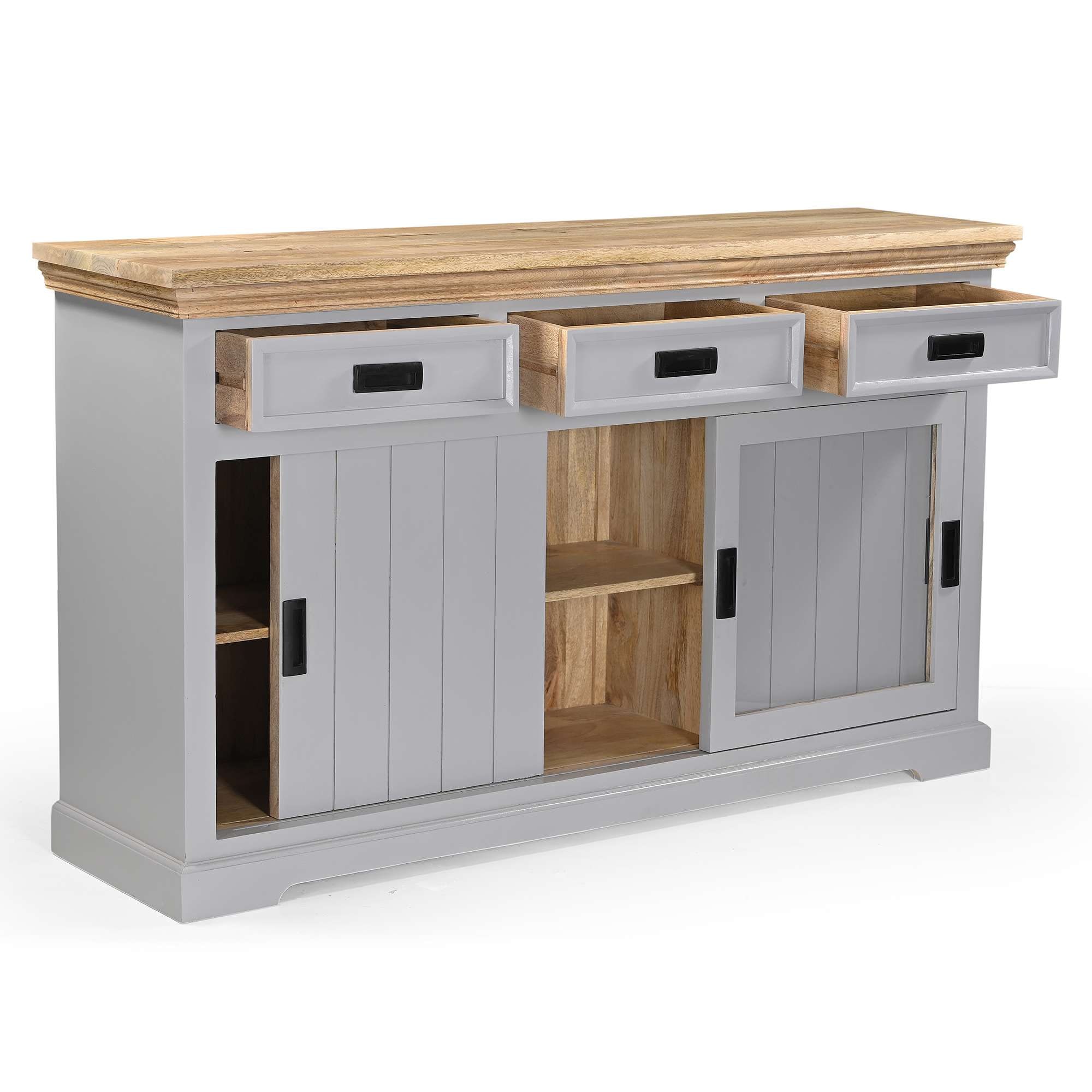 Home affaire Sideboard »Alpinist Kommode Breite/Tiefe/Höhe 160/40/90 cm« mit 3 Schiebetüren, handgefertigt, Unikat-Möbel, Breite 160 cm