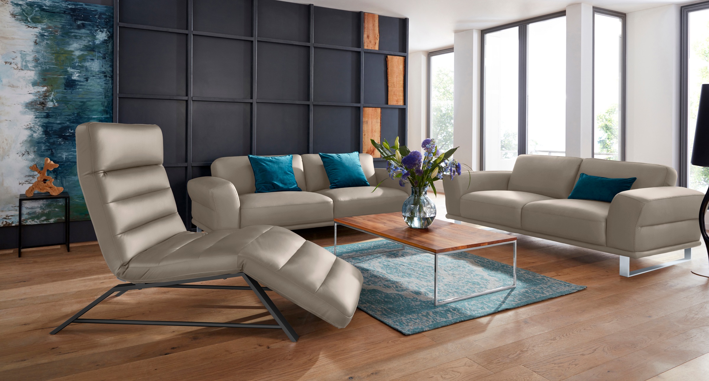 W.SCHILLIG 2,5-Sitzer »montanaa«, mit Metallkufen in Silber matt, Breite 212 cm