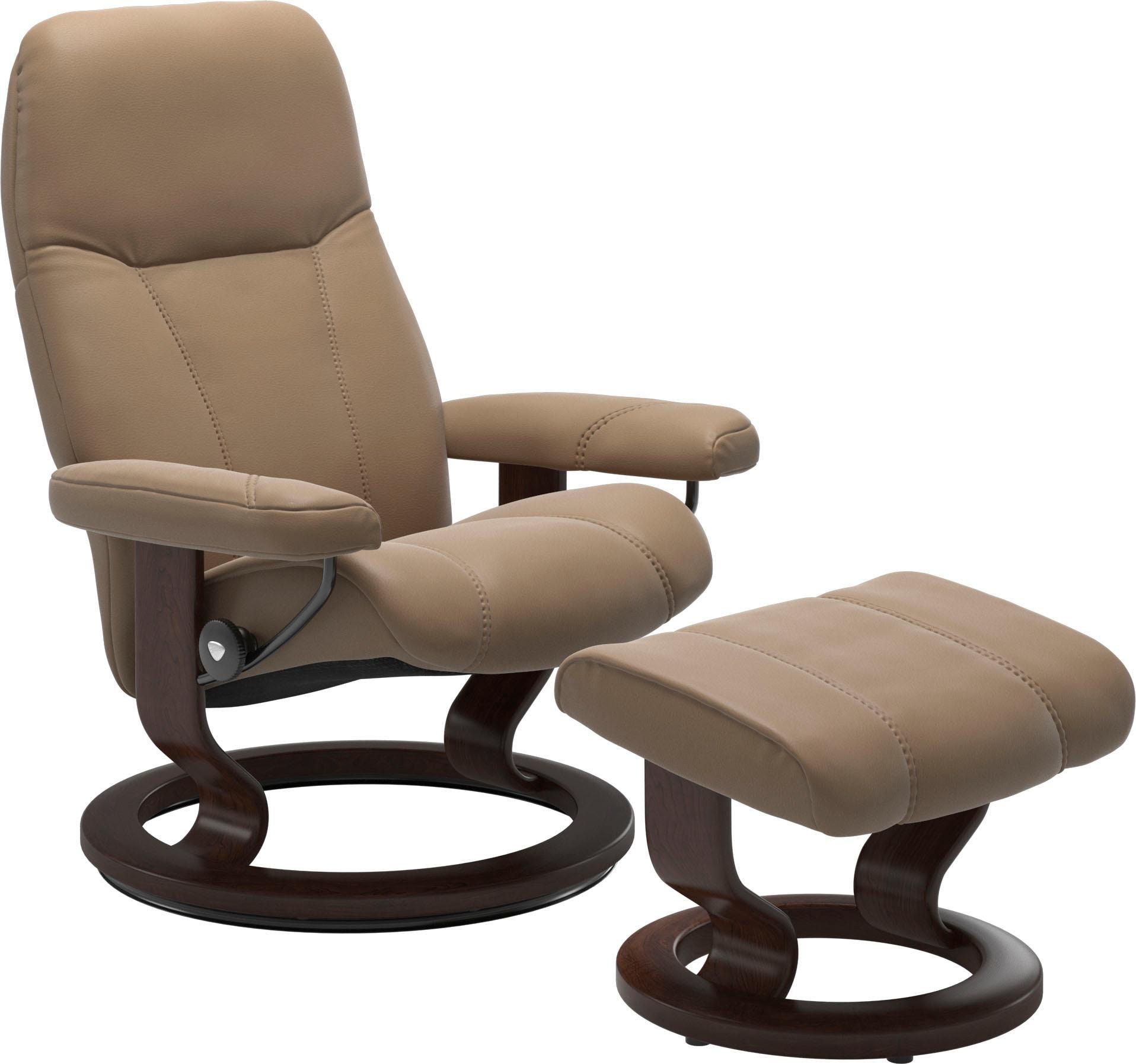 Stressless® Relaxsessel »Consul«, (Set, Relaxsessel mit Hocker), mit Hocker, mit Classic Base, Größe L, Gestell Braun