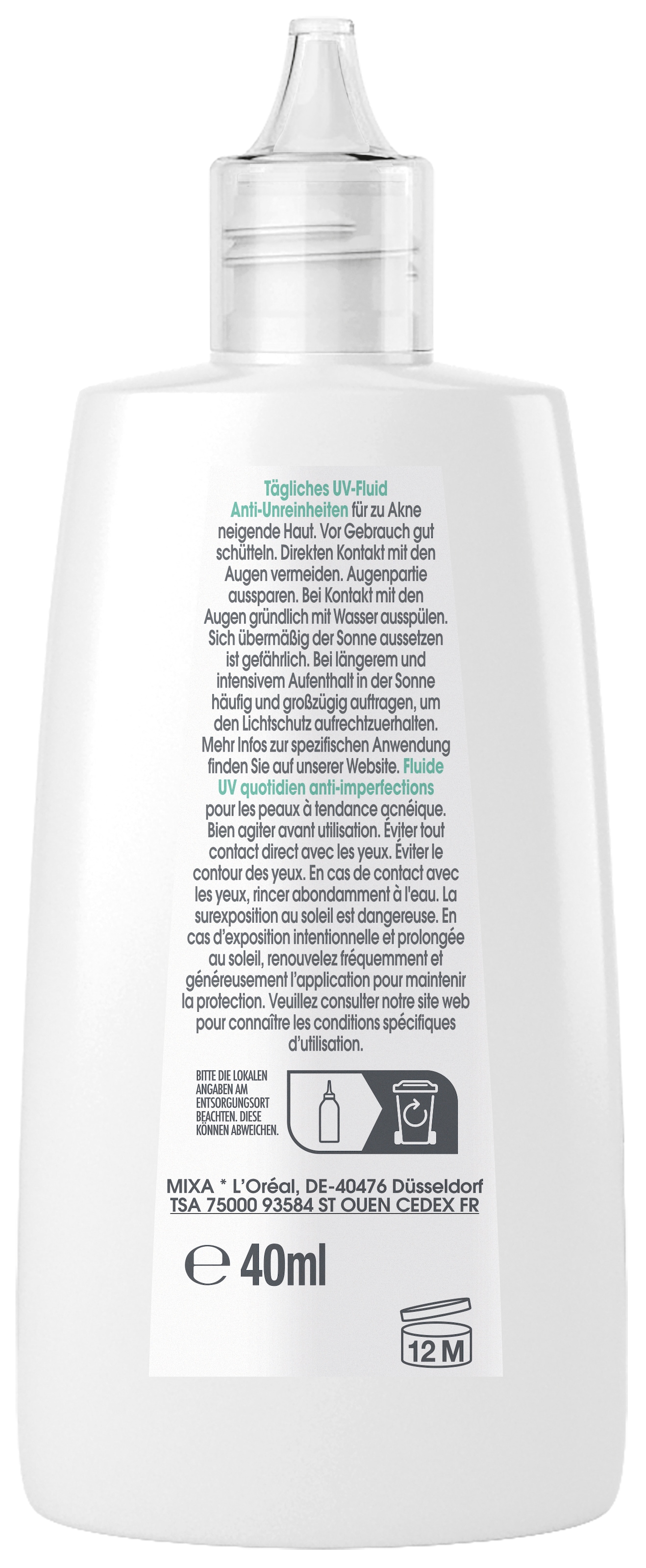 Mixa Gesichts-Reinigungsfluid »MIXA ANTI-UNREINHEITEN LSF50 + UV FLUID« mit Niacinamid
