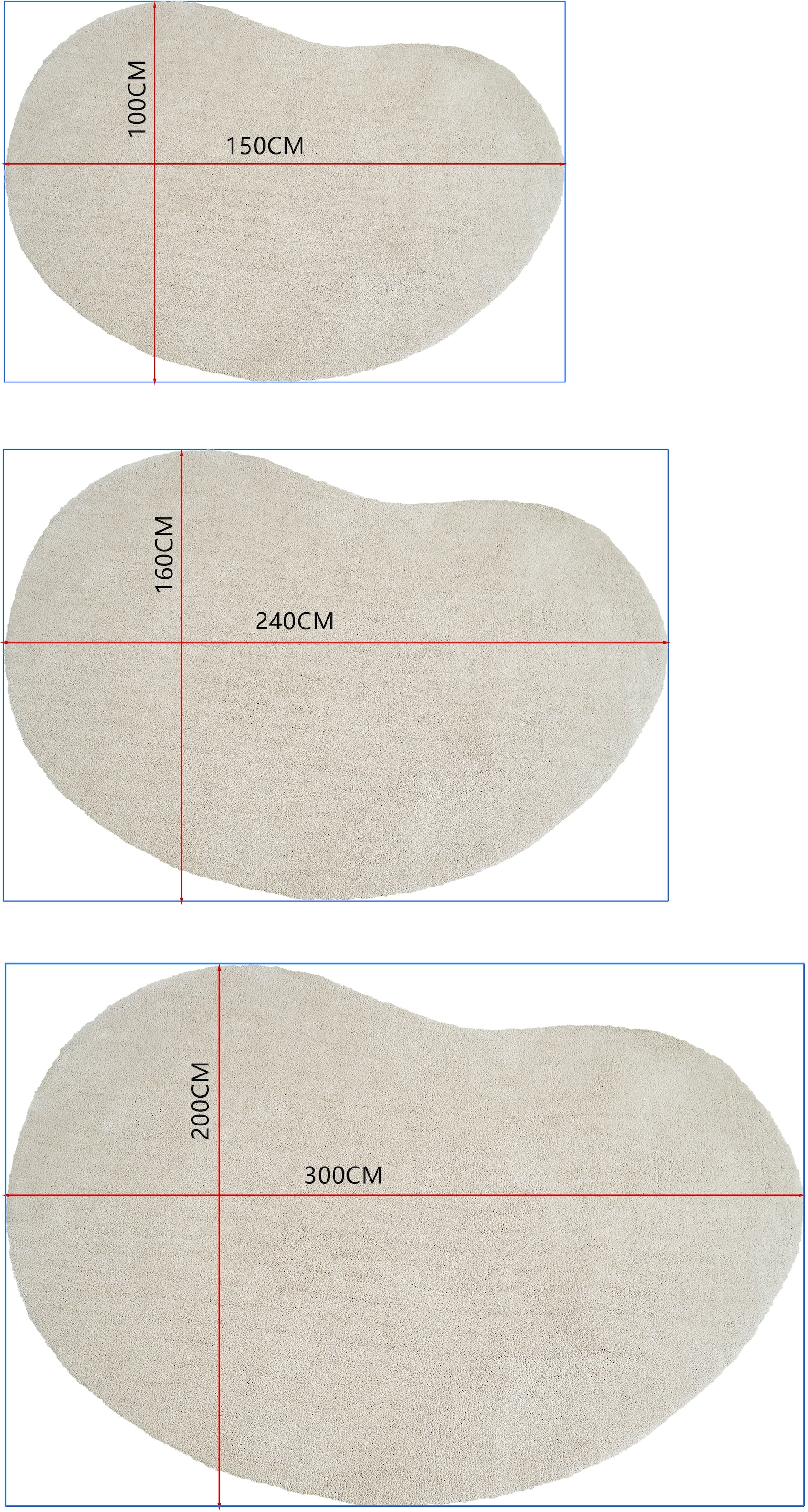 LeGer Home by Lena Gercke Hochflor-Teppich »Halrum, einfarbig, besondere Form, modern« organische Form, bean shape, kuschelig, Wohnzimmer, Schlafzimmer