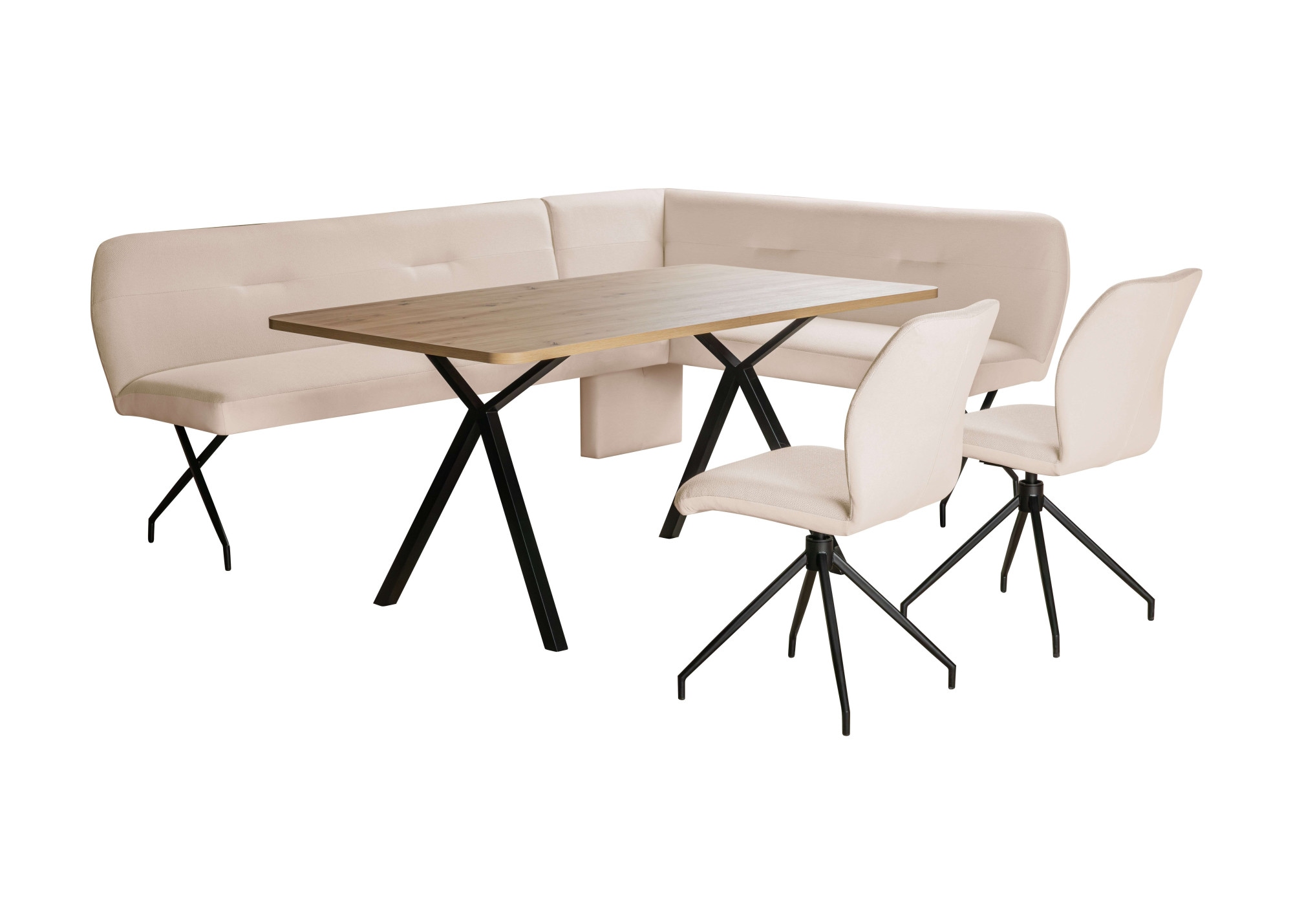 OTTO home Eckbankgruppe »Bruna Essecke, Sitzgruppe, Eckbankgruppe, Küchenbankgruppe« Set, 4tlg, 4 tlg. tlg. Stuhl: 360° drehbar (Rückst.), 2-Stoff-Design. Wellenfederung Eckbank