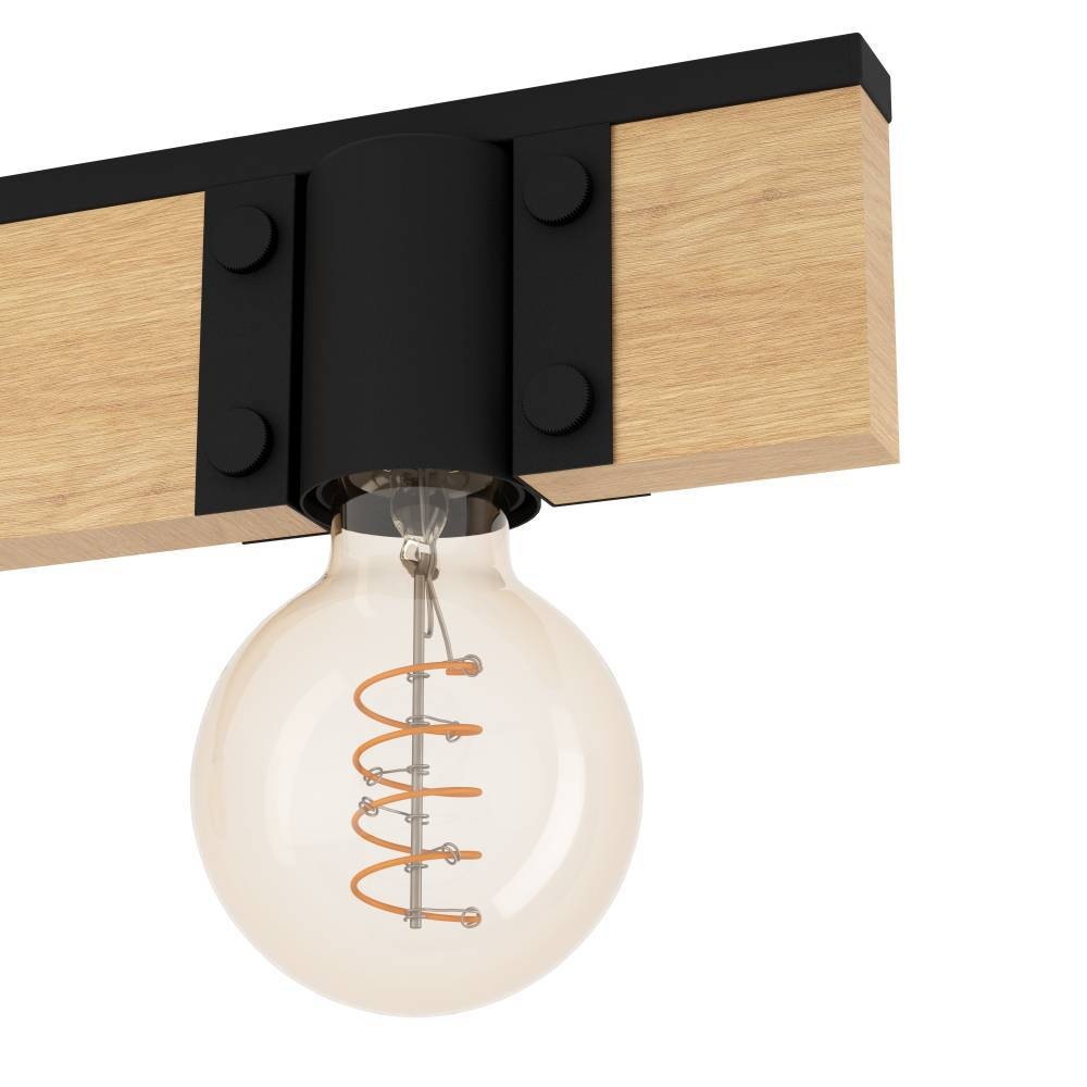 EGLO Deckenleuchte »BAILRIGG«, 3 flammig, Leuchtmittel E27 | ohne Leuchtmittel, Deckenlampe, rechteckige Deckenleuchte, Holz und Metall in Schwarz