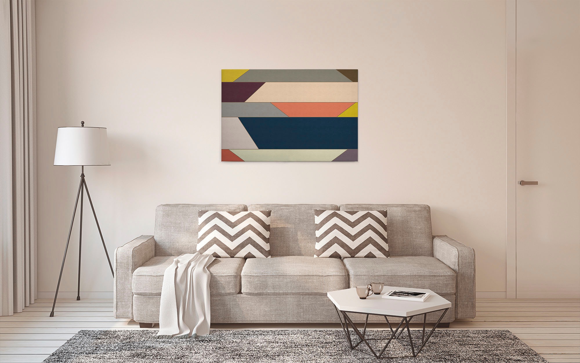 A.S. Création Leinwandbild »geometry«, Kunst-Abstrakt-Kinder, (1 St.), Keilrahmen Farben Bunt Grafisch Abstrakt Leinwand-Bild Wohnzimmer Wand