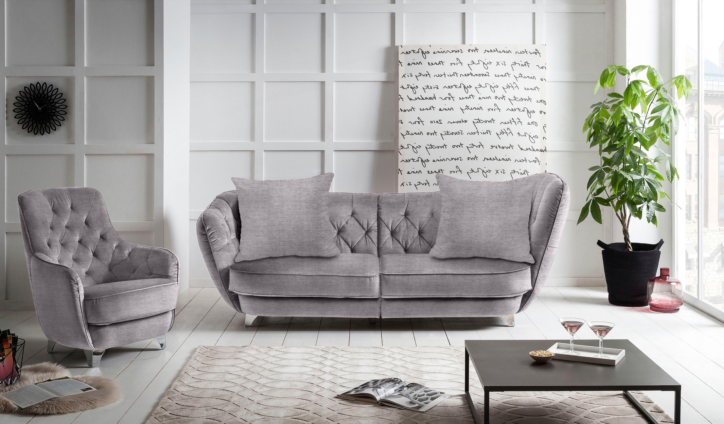 Leonique Big-Sofa »Retro«, stylischer Hochlehner