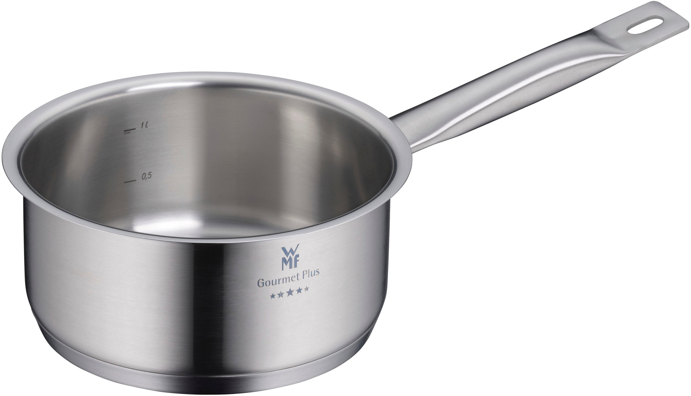 WMF Topf-Set »Gourmet Plus«, Cromargan® Edelstahl Rostfrei 18/10, (Set, 7 tlg.), Mattiert, Hohlgriffe, Innenskalierung, breiter Schüttrand